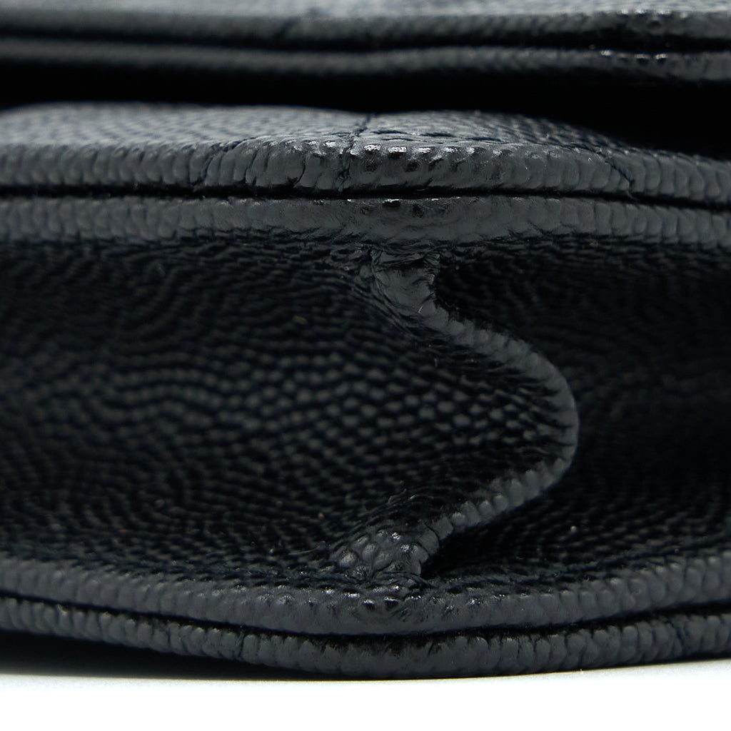 CHANEL 23C GIANT CC LOGO WALLET ON CHAIN CAVIAR BLACK LGHW (MICROCHIP)