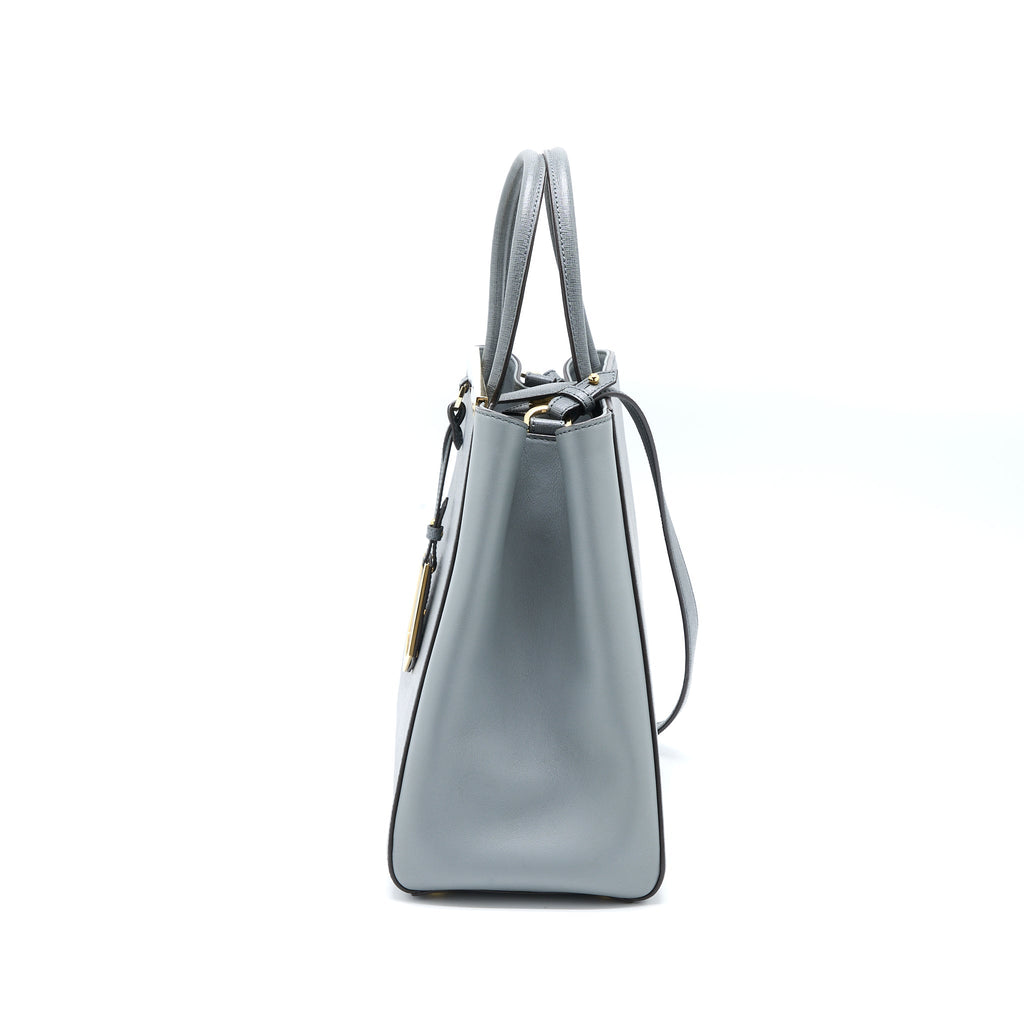 FENDI 2 JOURS LARGE BAG LEATHER GREY GHW