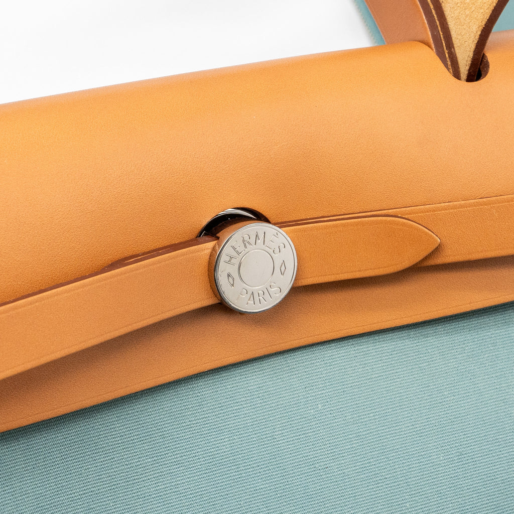 HERMES HERBAG 31 ZIP BAG LIGHT BLUE HUNTER/CANVAS SHW