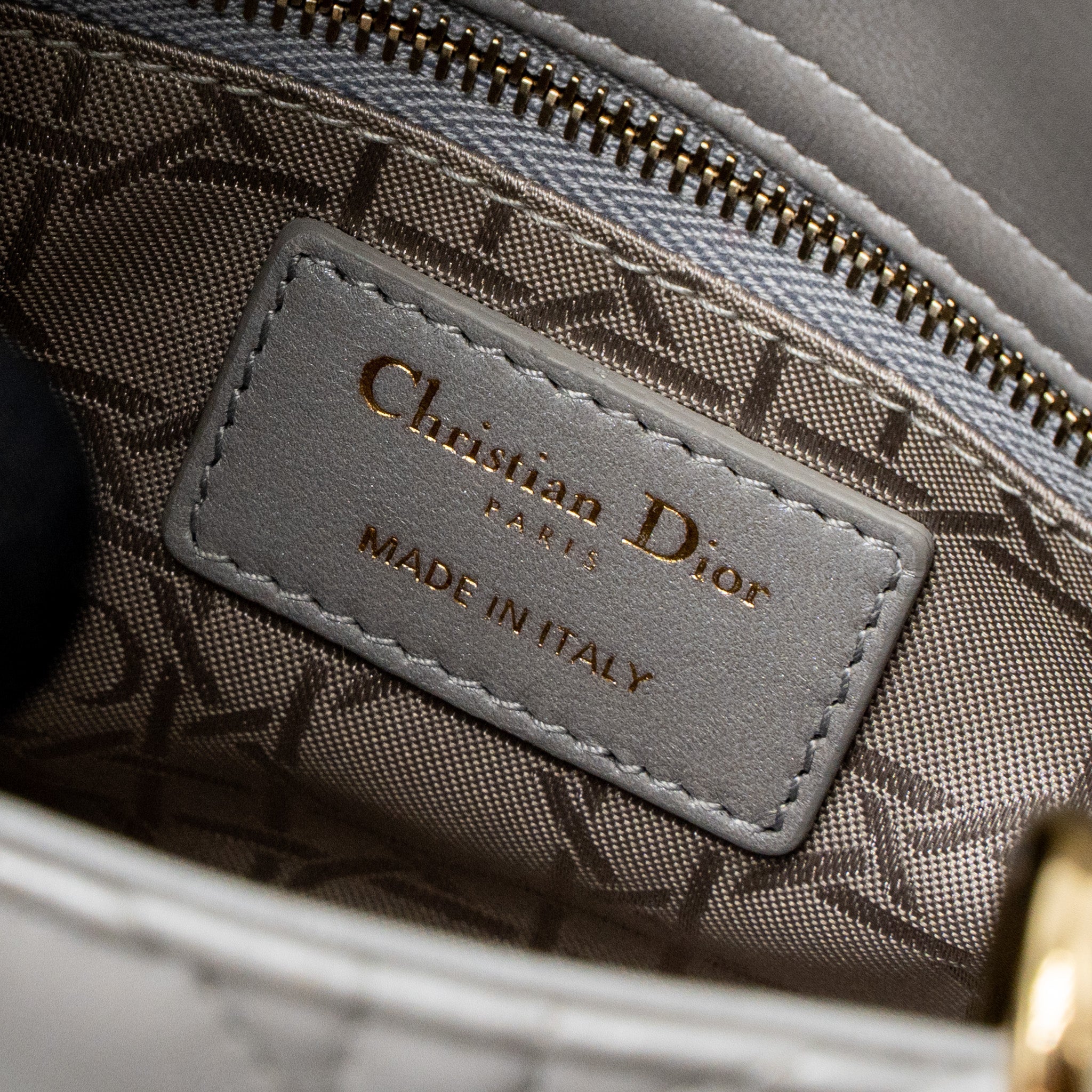 DIOR MINI LADY DIOR LAMBSKIN GREY LGHW
