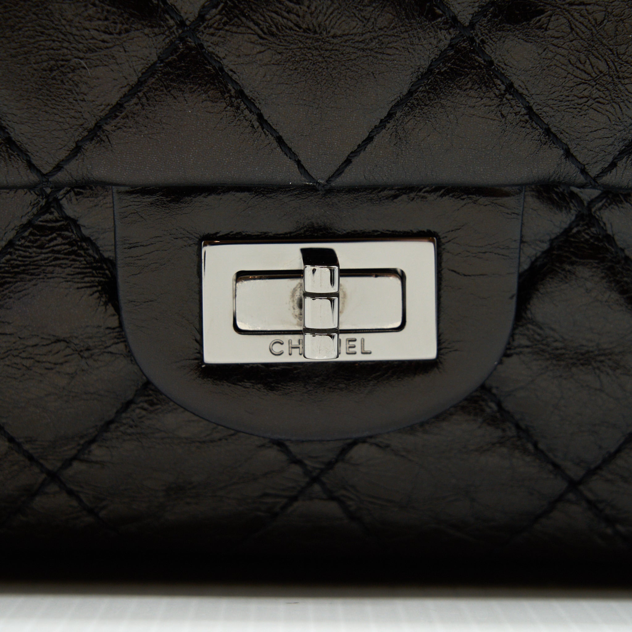 CHANEL 2.55 226 REISSUE DOUBLE FLAP BAG CALFSKIN BLACK SHW
