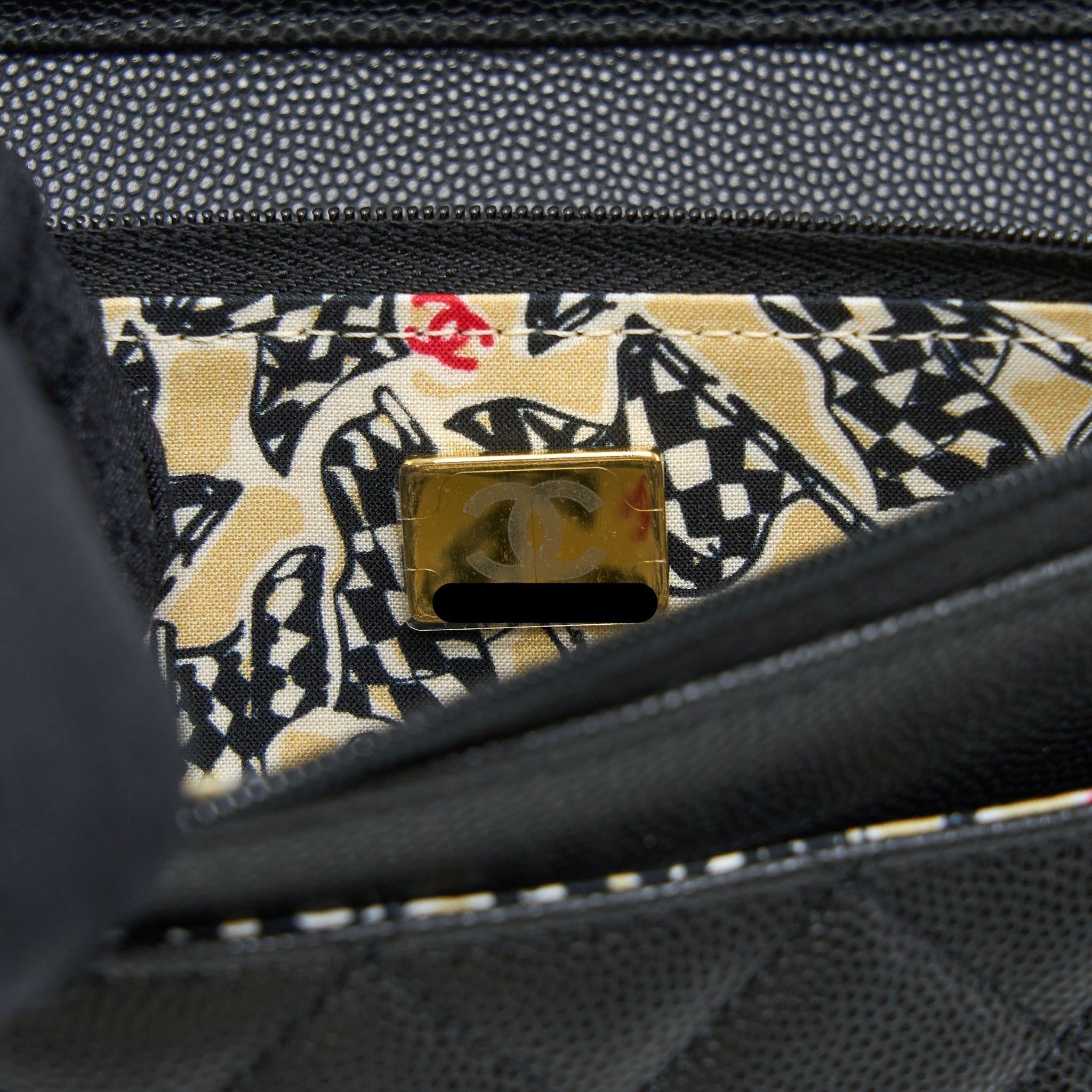 CHANEL 23C GIANT CC LOGO WALLET ON CHAIN CAVIAR BLACK LGHW (MICROCHIP)