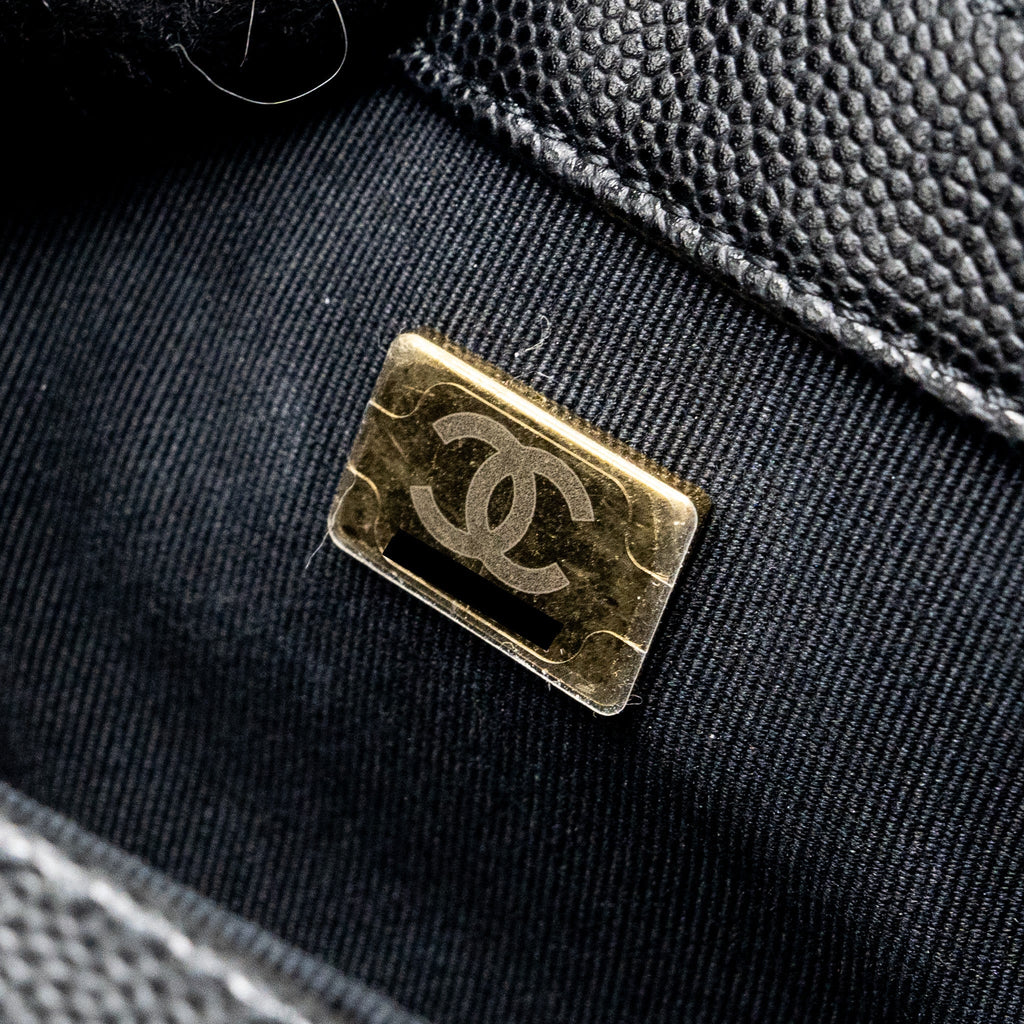 CHANEL SMALL BOY BAG CAVIAR BLACK GHW(MICROCHIP)