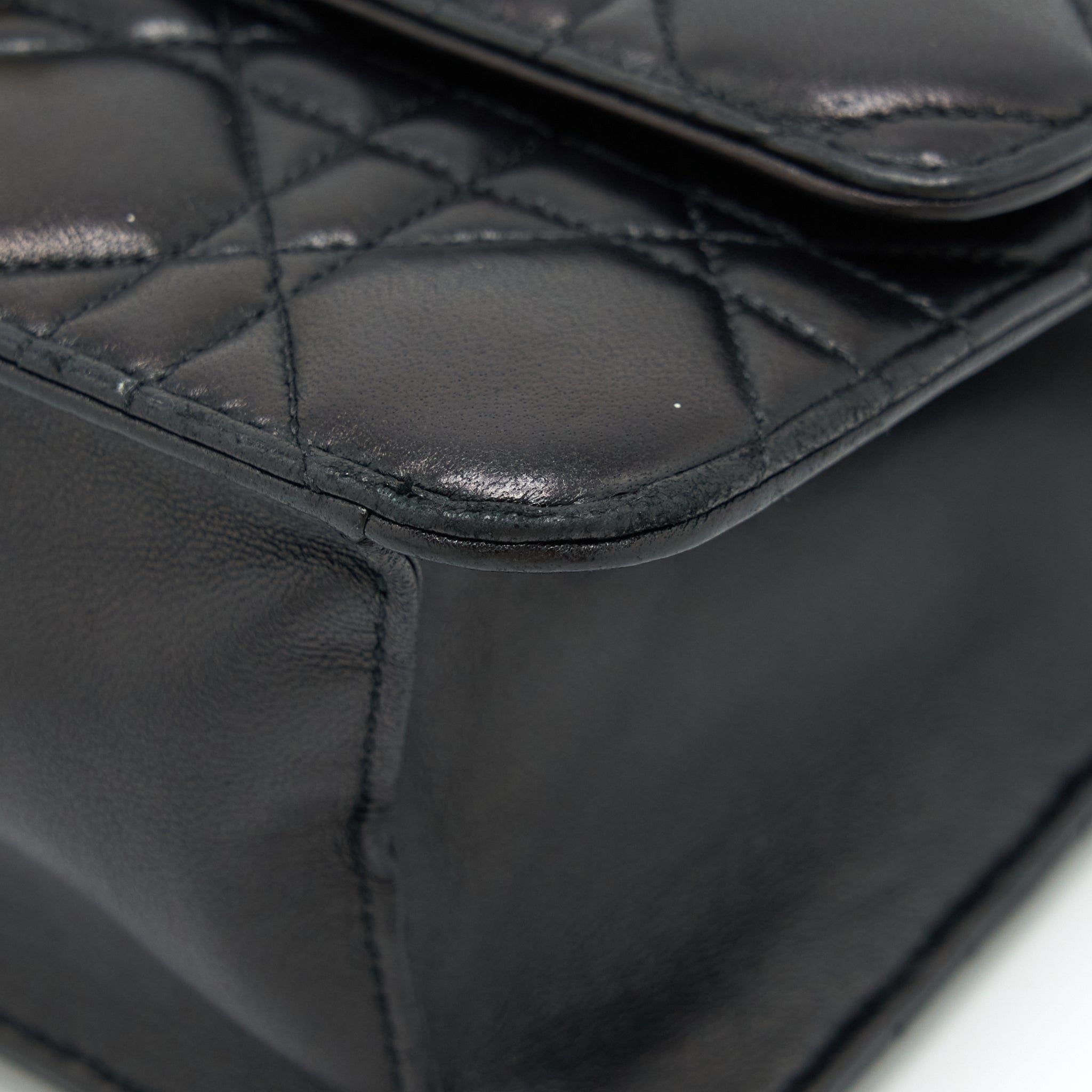 DIOR MISS DIOR MINI CROSSBODY CHAIN BAG LAMBSKIN BLACK LGHW