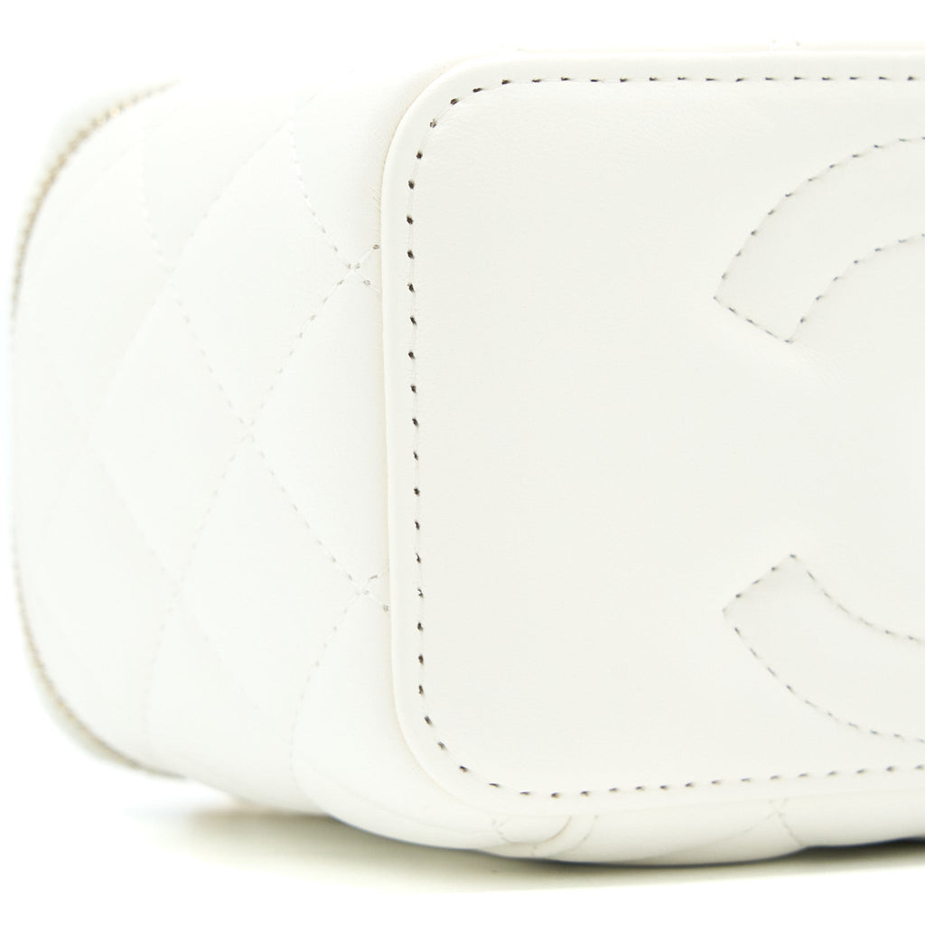 CHANEL PEARL CRUSH LONG VANITY LAMBSKIN WHITE BRUSHED GHW (MICROCHIP)