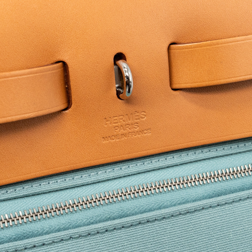 HERMES HERBAG 31 ZIP BAG LIGHT BLUE HUNTER/CANVAS SHW