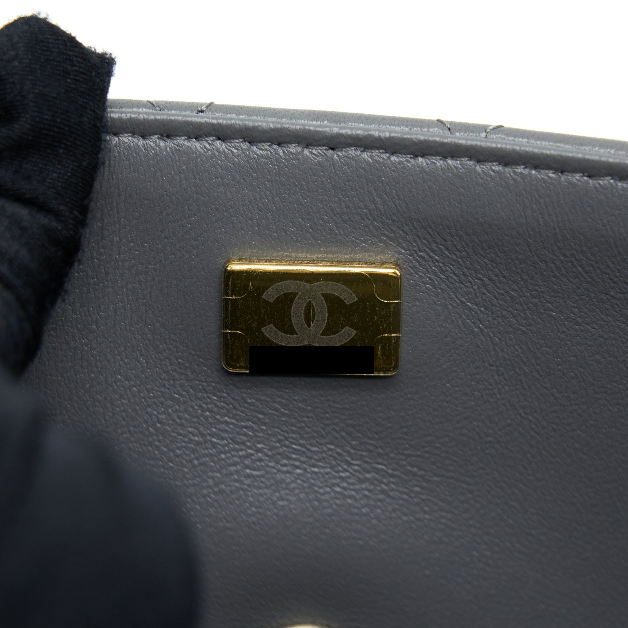CHANEL 22A TOP HANDLE MINI RECTANGULAR FLAP BAG LAMBSKIN GREY LGHW (MICROCHIP)
