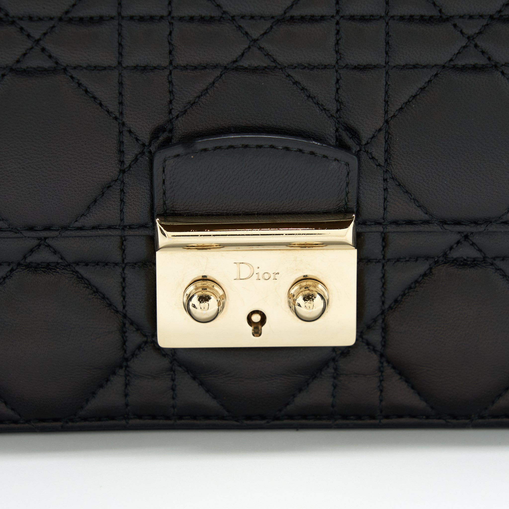 DIOR MISS DIOR MINI CROSSBODY CHAIN BAG LAMBSKIN BLACK LGHW