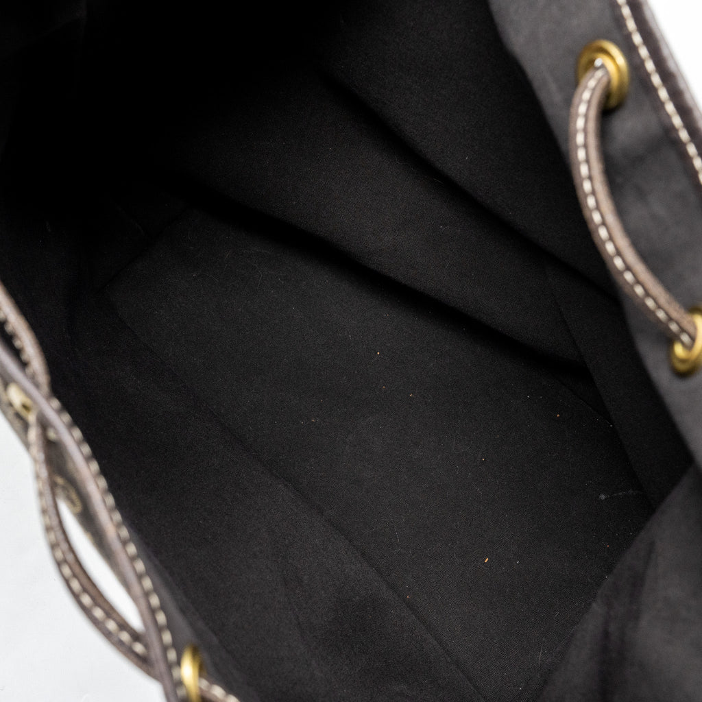 LOUIS VUITTON LIN NOE BAG FABRIC / LEATHER EBENE GHW