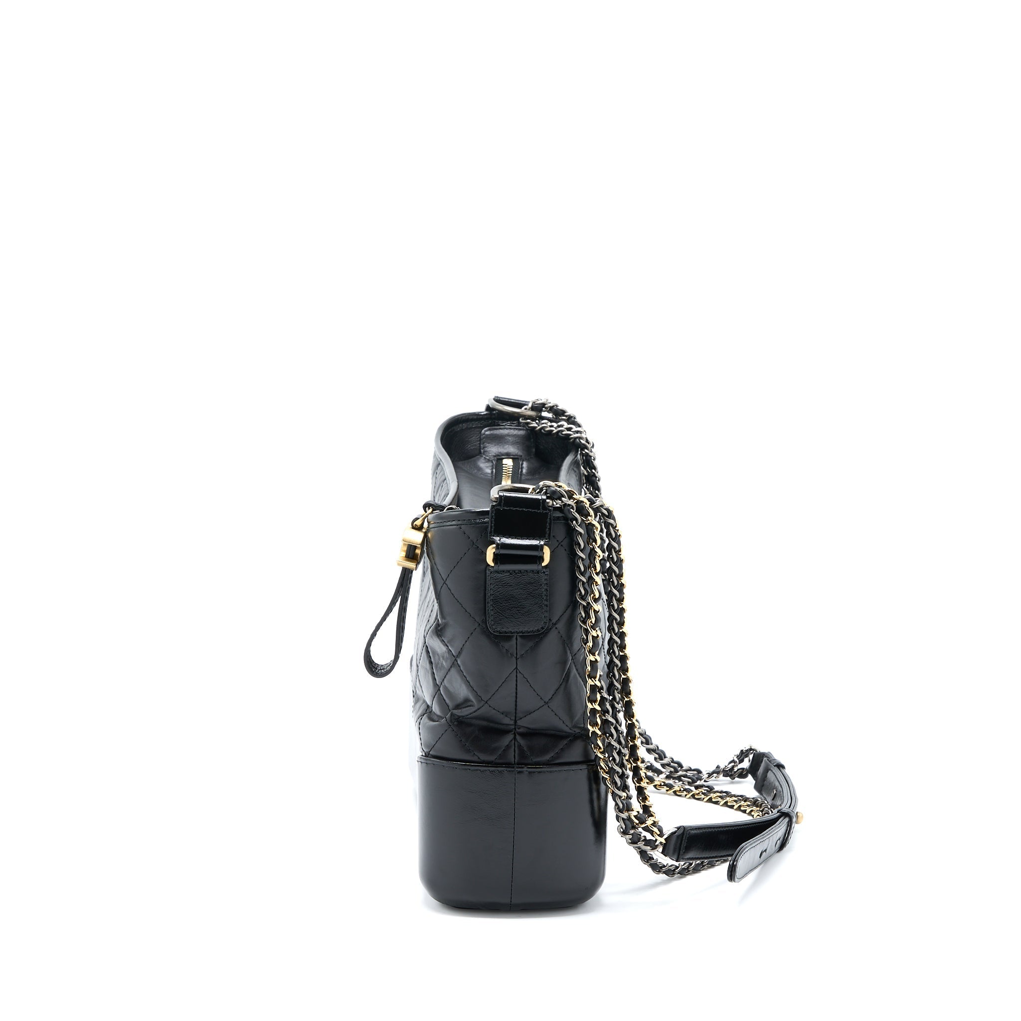 CHANEL LARGE GABRIELLE HOBO BAG AGED CALFSKIN BLACK MULTICOLOUR HARDWARE