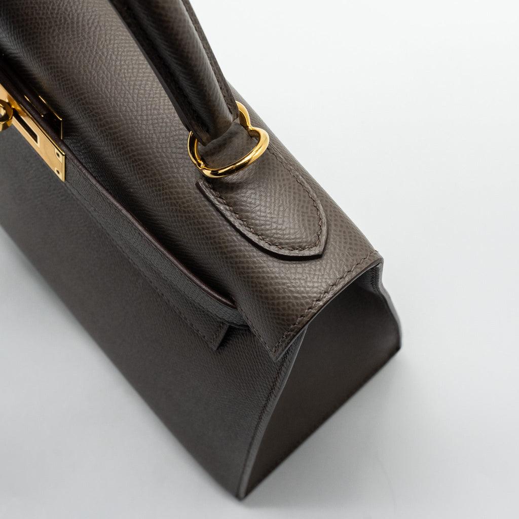 HERMES KELLY28 SELLIER EPSOM GRIS ETAIN GHW
