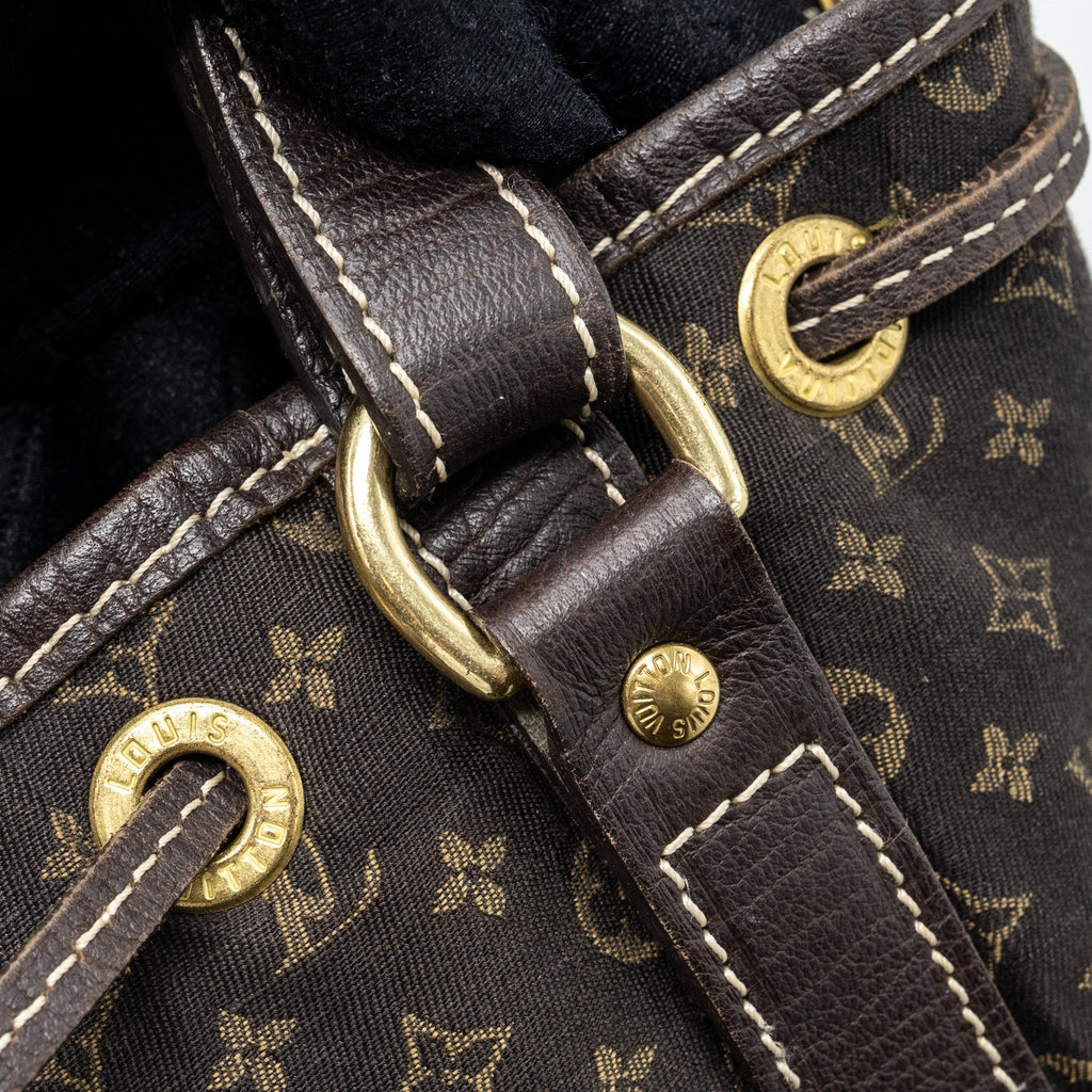 LOUIS VUITTON LIN NOE BAG FABRIC / LEATHER EBENE GHW