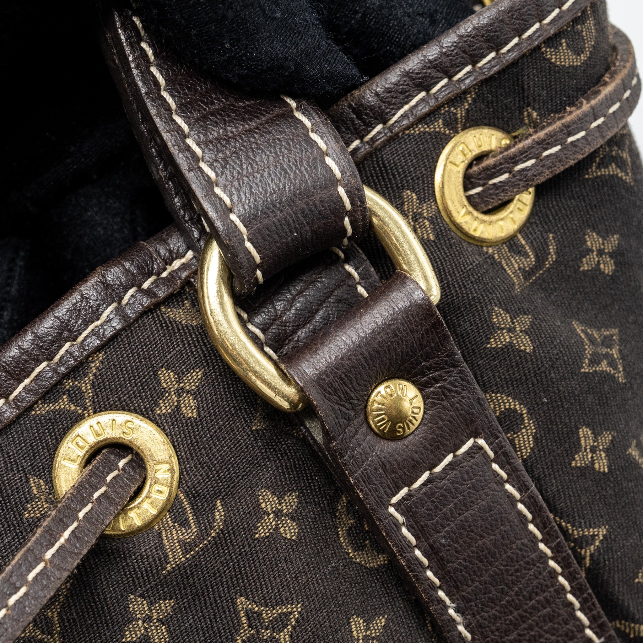 LOUIS VUITTON LIN NOE BAG FABRIC / LEATHER EBENE GHW