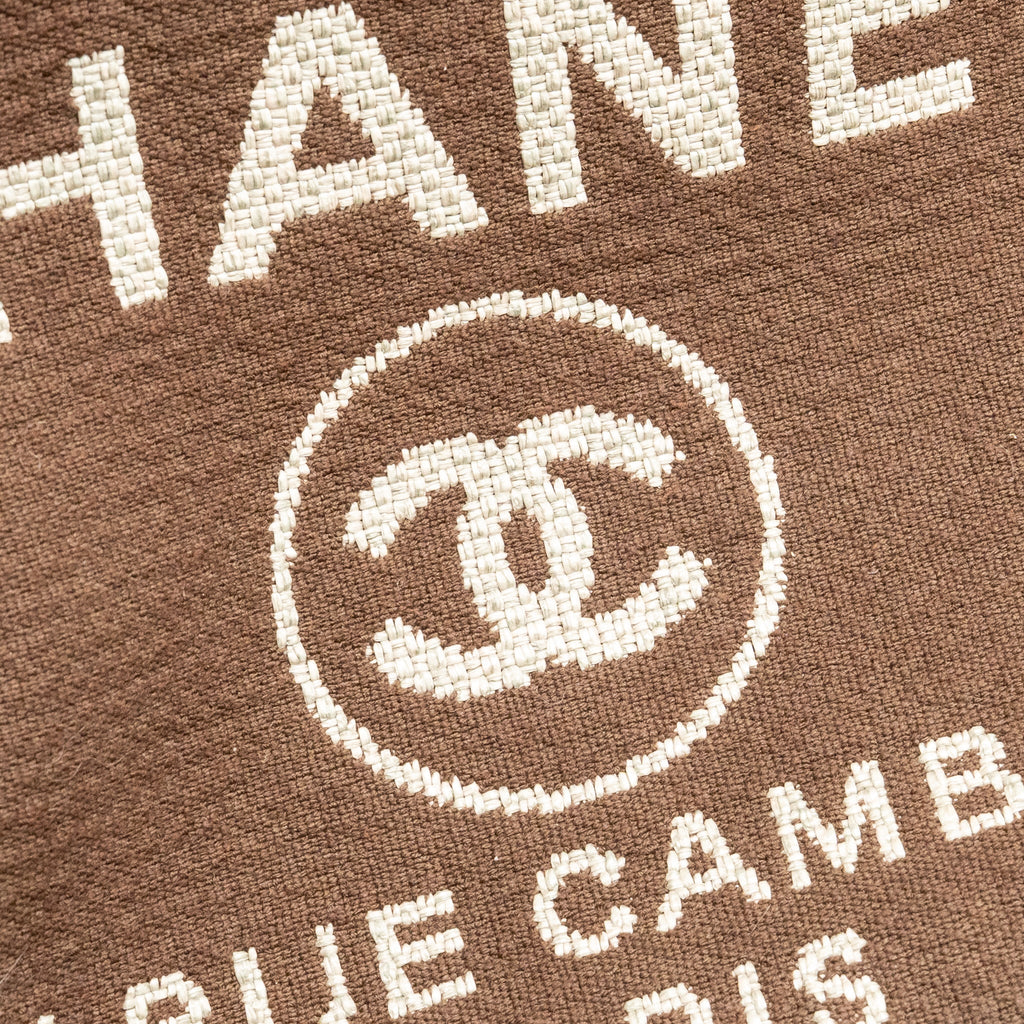 CHANEL DEAUVILLE TOTE BAG CANVAS DARK BROWN LGHW (MICROCHIP)