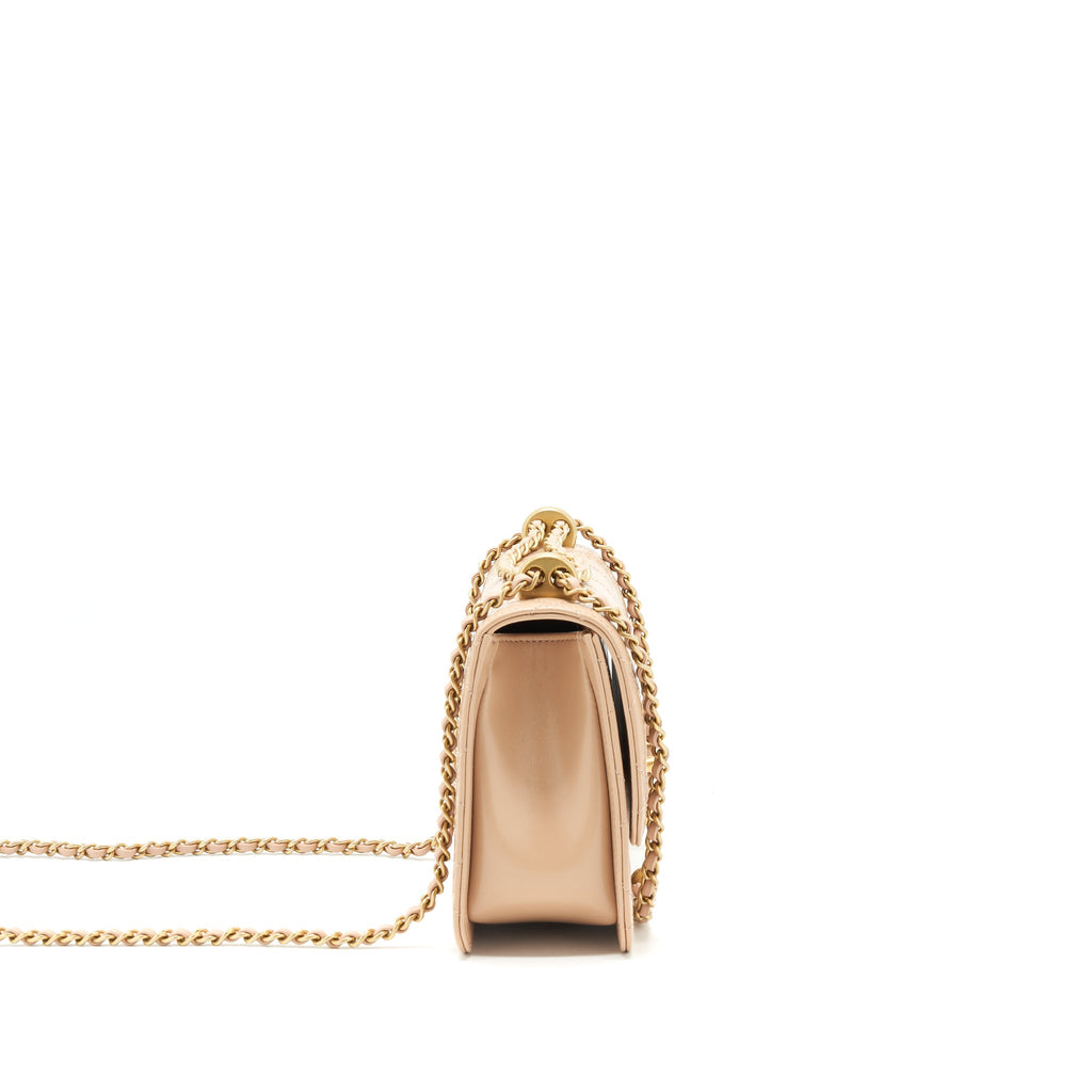 CHANEL 21A GOLD CRUSH FLAP BAG CALFSKIN BEIGE GHW