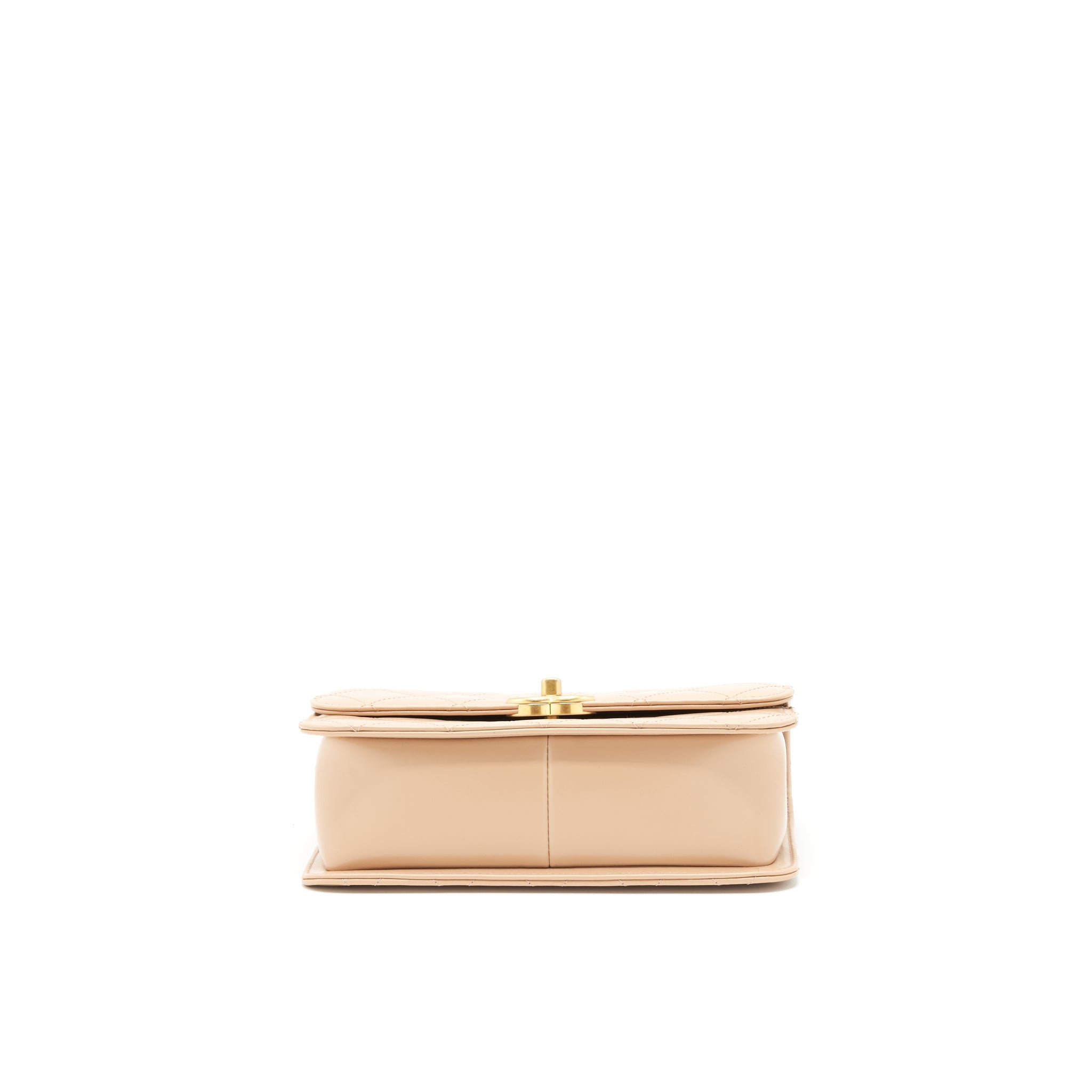 CHANEL 21A GOLD CRUSH FLAP BAG CALFSKIN BEIGE GHW