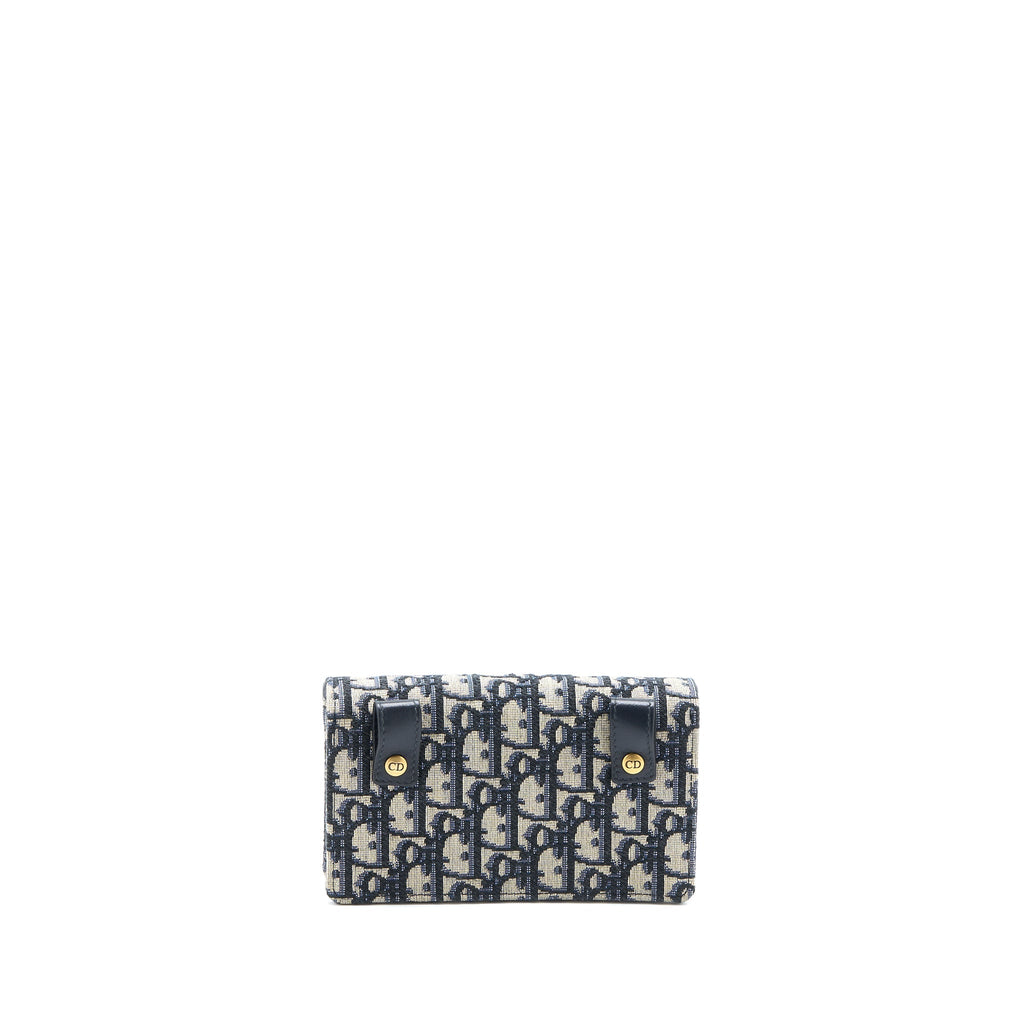 DIOR SADDLE BELT BAG BLUE OBLIQUE JACQUARD CANVAS GHW