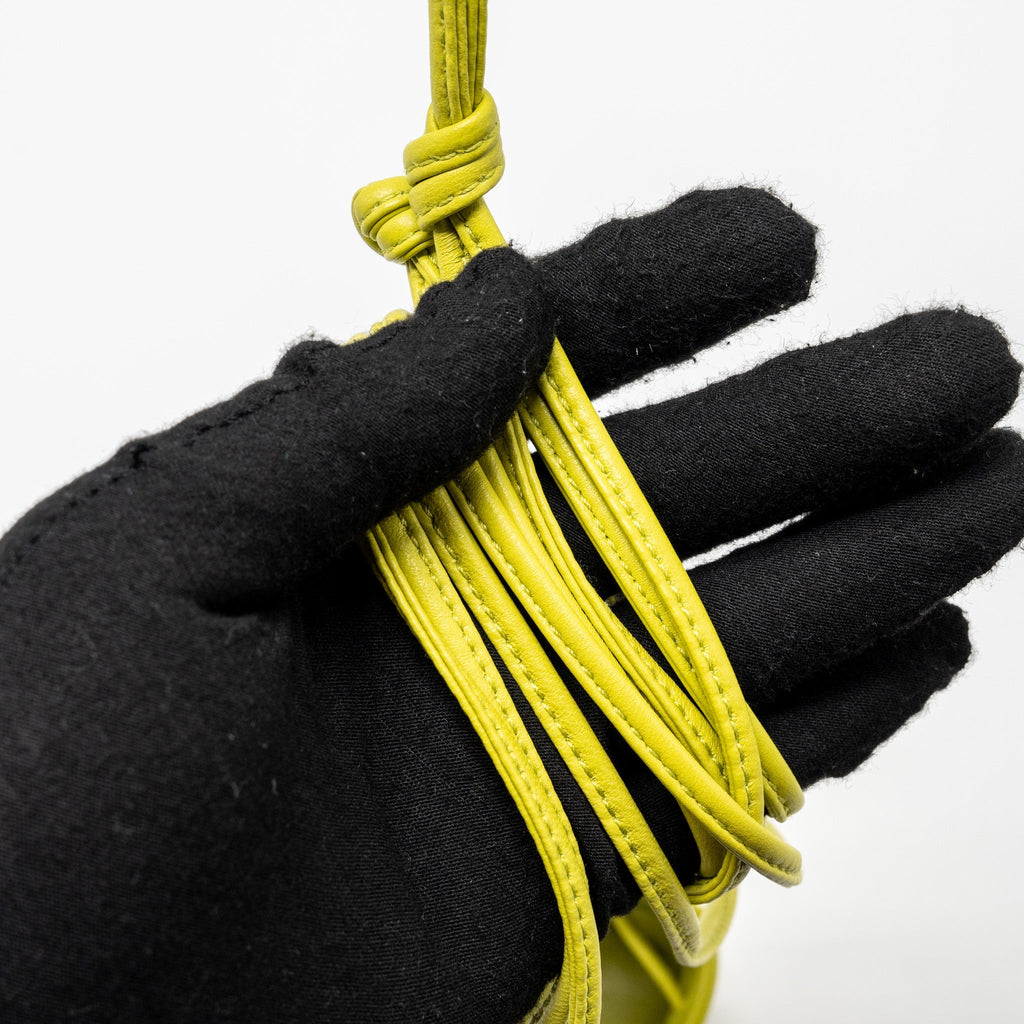 BOTTEGA VENETA MINI CASSETTE BUCKET BAG LAMBSKIN YELLOW