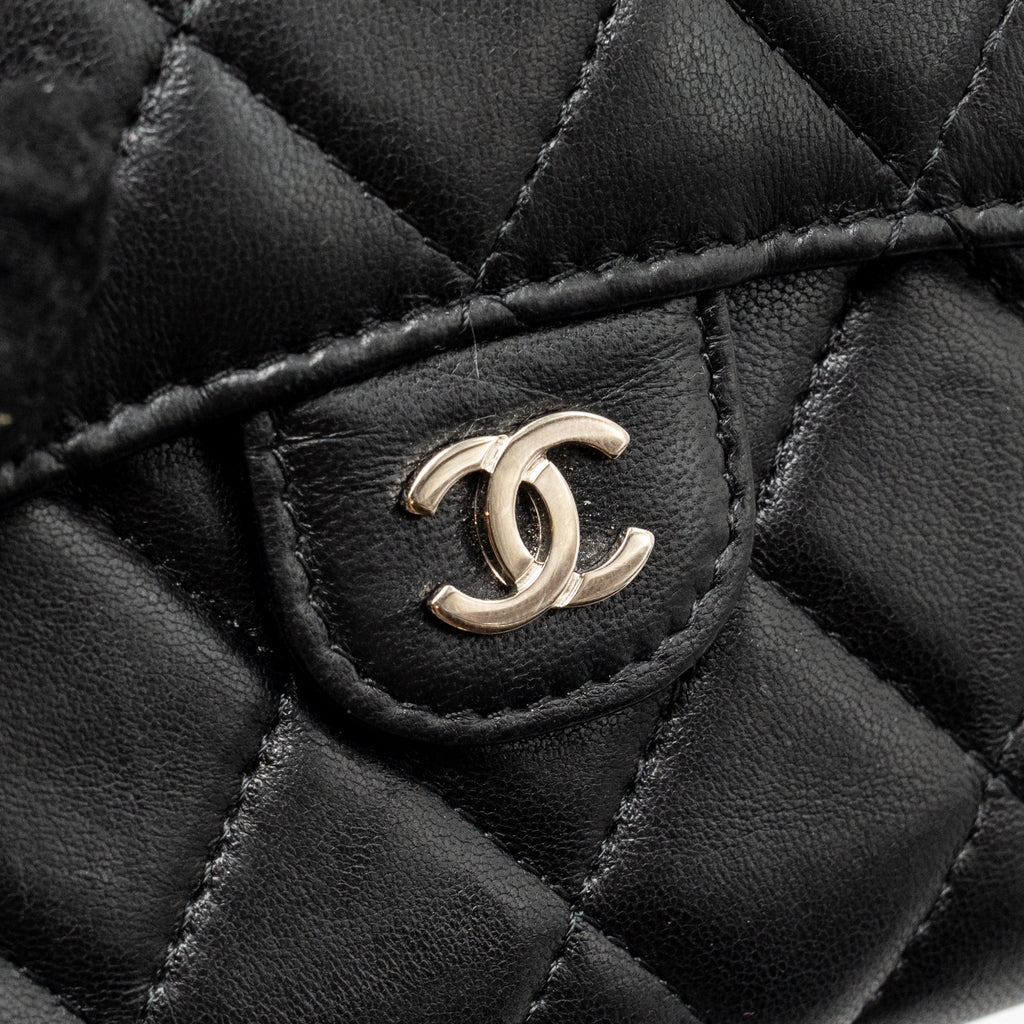 CHANEL SMALL CLASSIC FLAP WALLET LAMBSKIN BLACK SHW