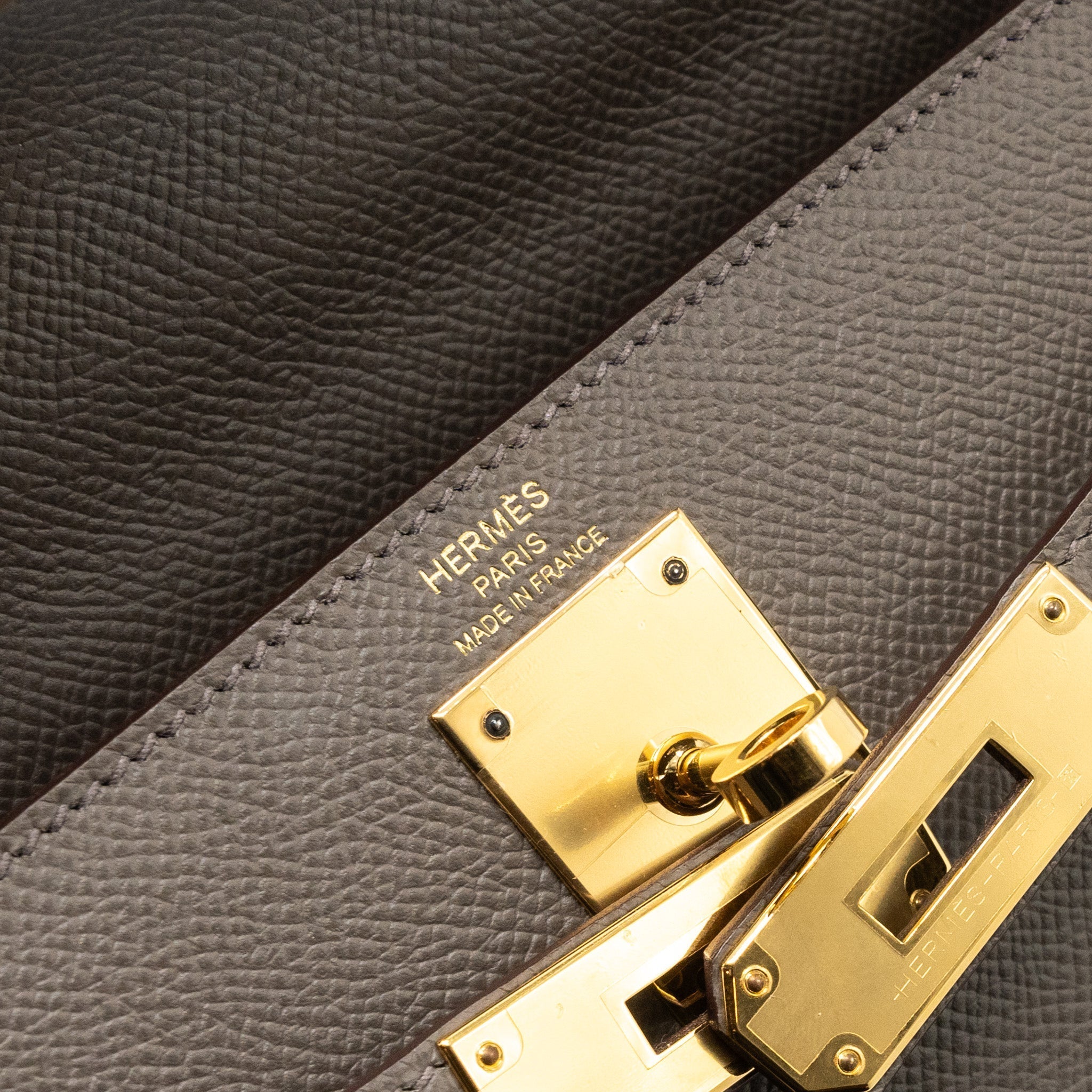 HERMES KELLY28 SELLIER EPSOM GRIS ETAIN GHW