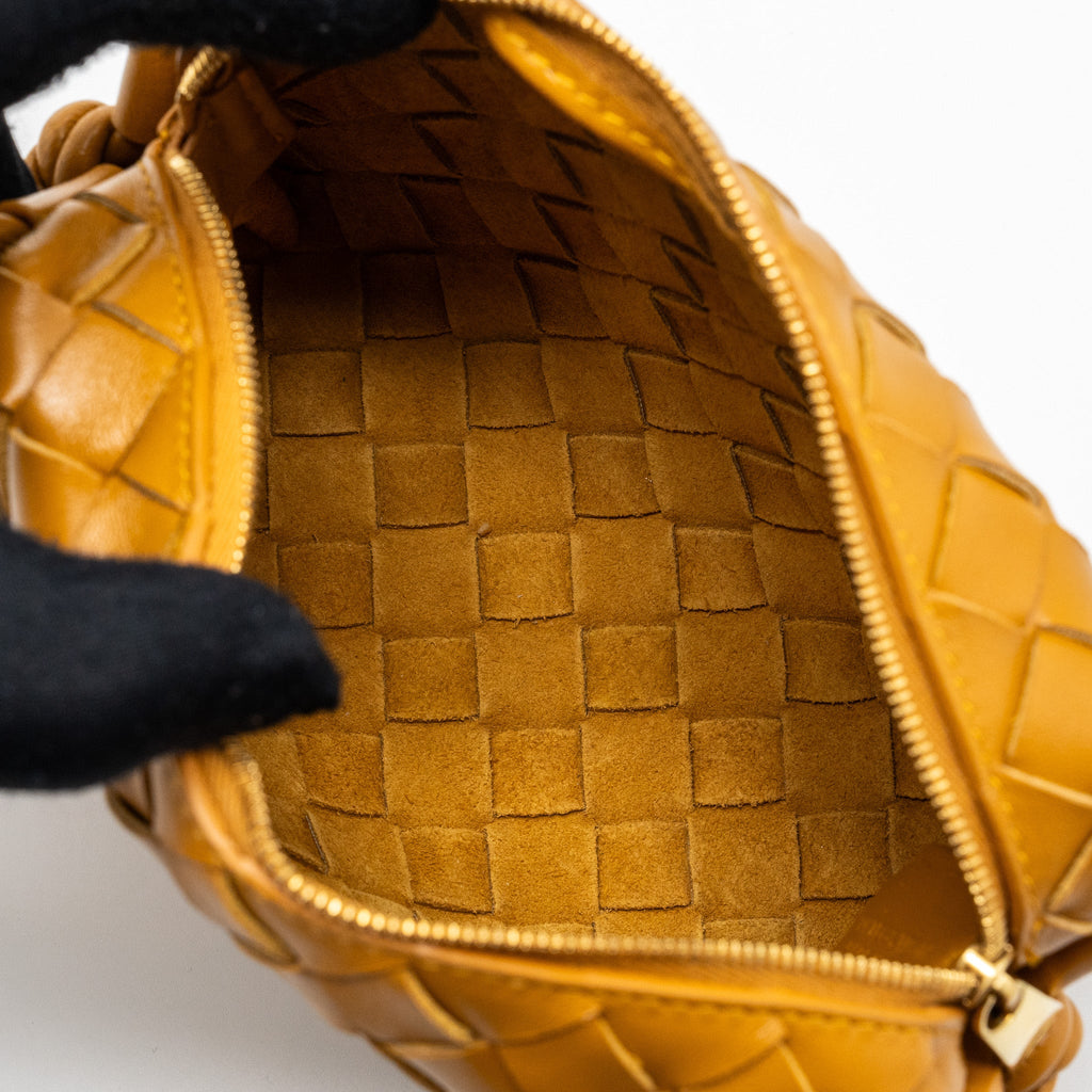 BOTTEGA VENETA MINI LOOP CAMERA BAG LAMBSKIN CARAMEL GHW