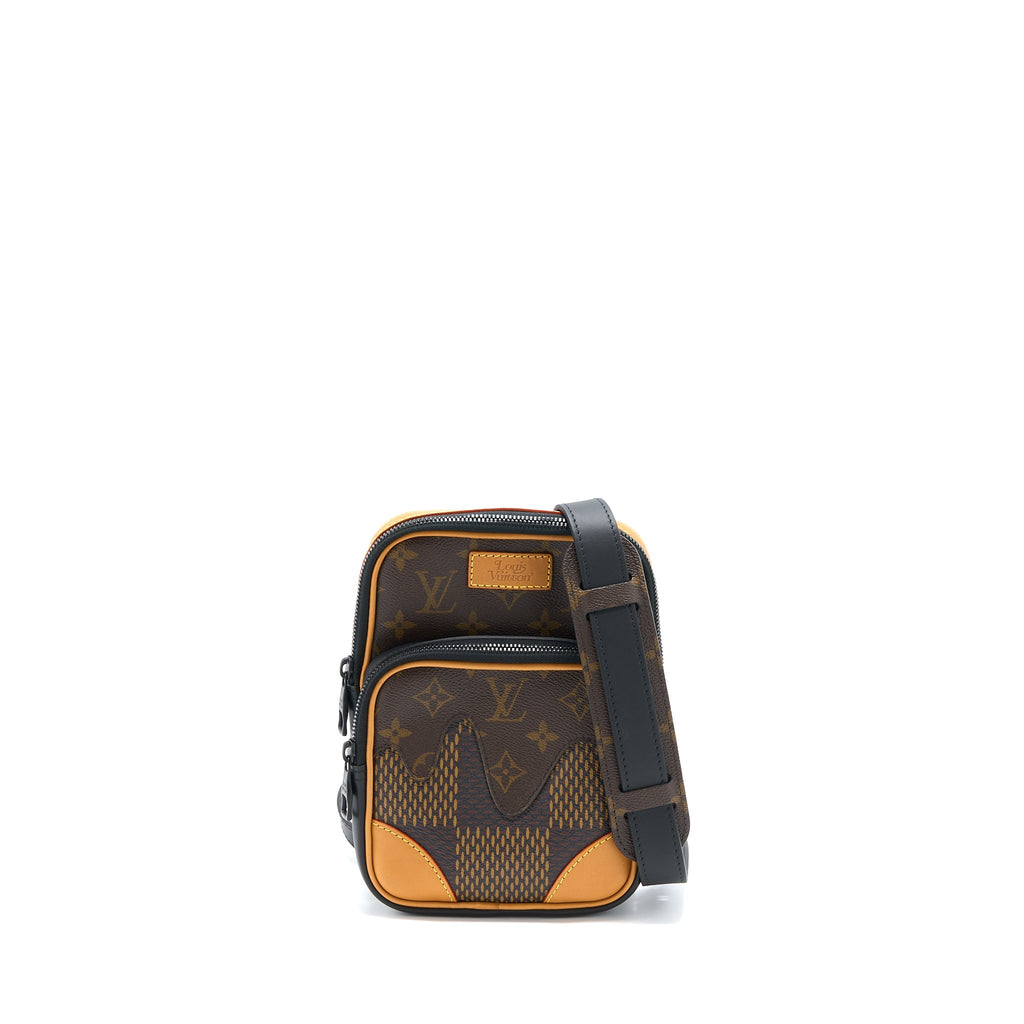 LOUIS VUITTON NIGO AMAZONE SLING BAG DAMIER EBENE CANVAS BROWN BLACK HARDWARE