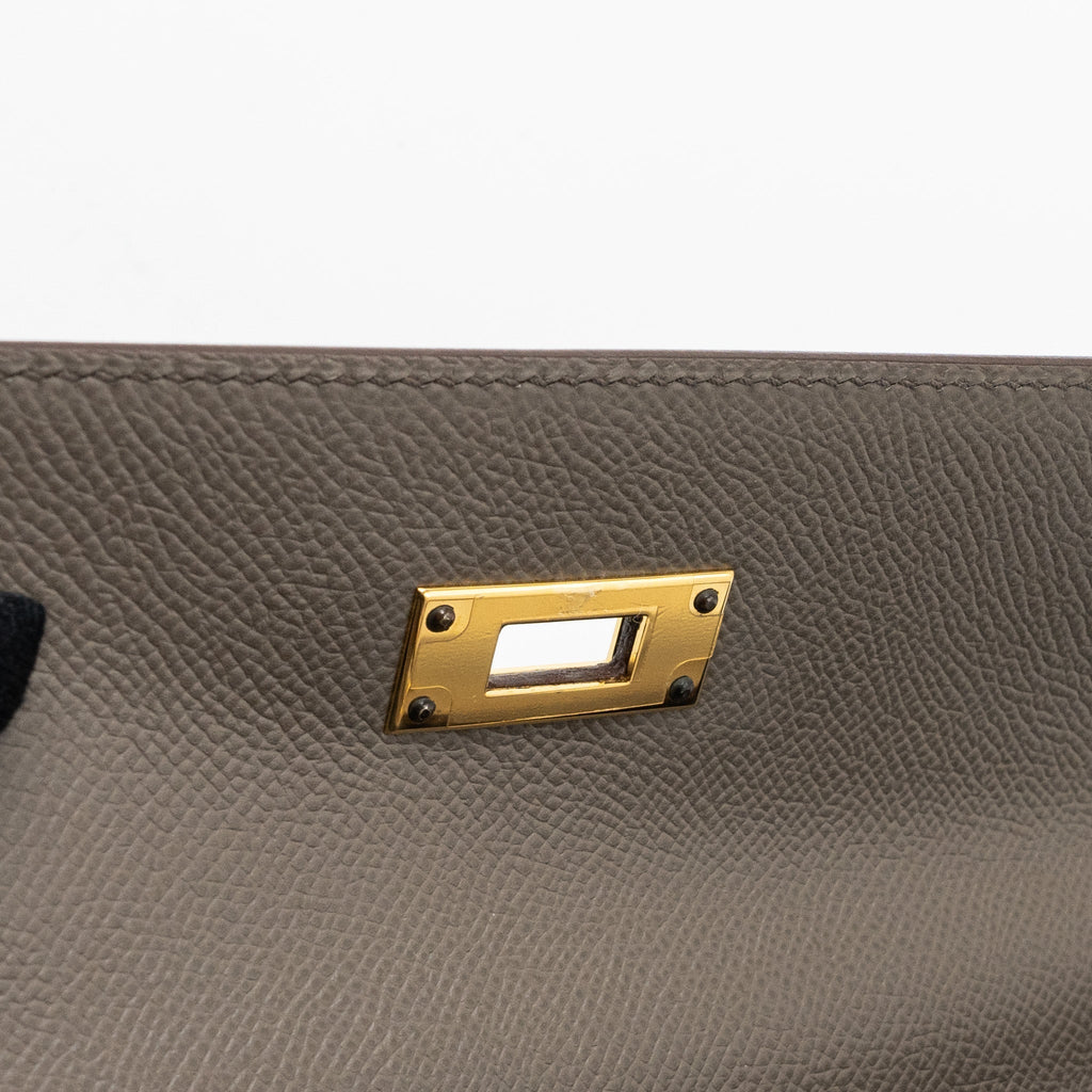 HERMES KELLY28 SELLIER EPSOM GRIS ETAIN GHW