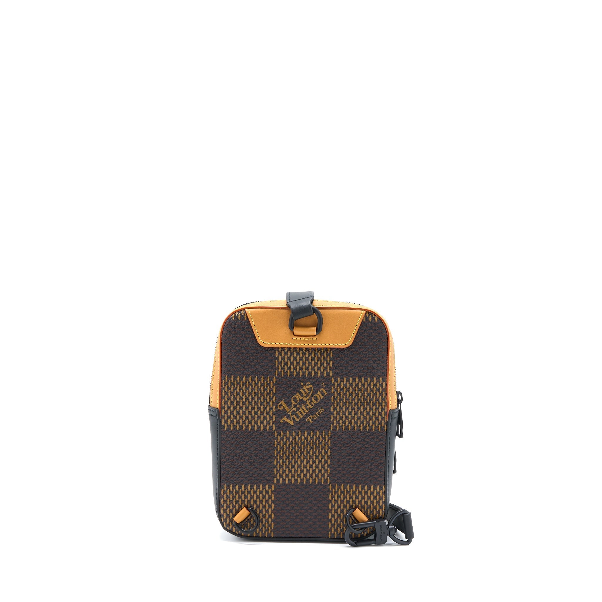 LOUIS VUITTON NIGO AMAZONE SLING BAG DAMIER EBENE CANVAS BROWN BLACK HARDWARE