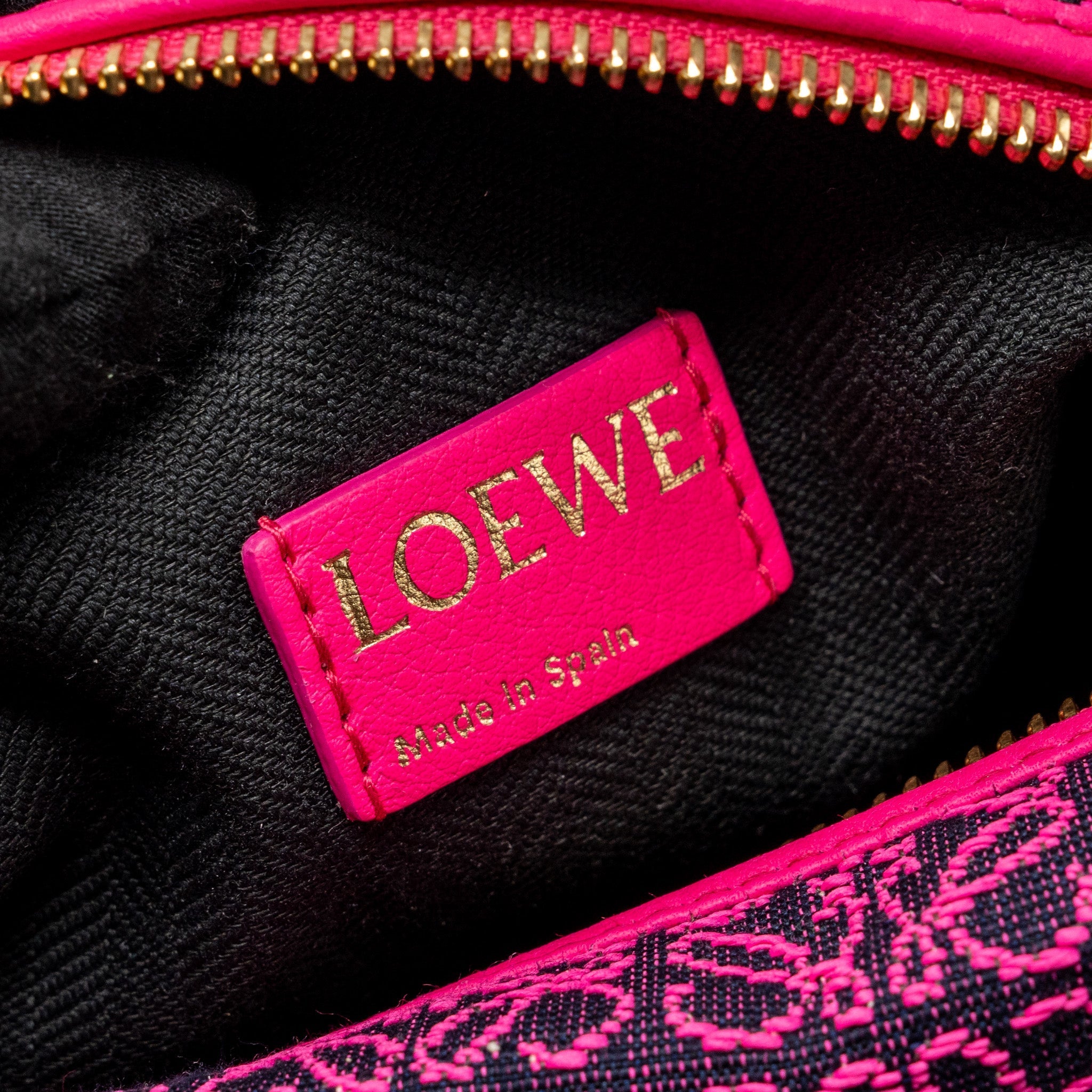 LOEWE SMALL CUBI BAG ANAGRAM JACQUARD/CALFSKIN PINK/ BLACK GHW
