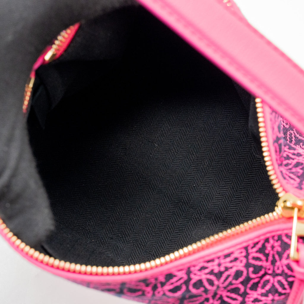 LOEWE SMALL CUBI BAG ANAGRAM JACQUARD/CALFSKIN PINK/ BLACK GHW