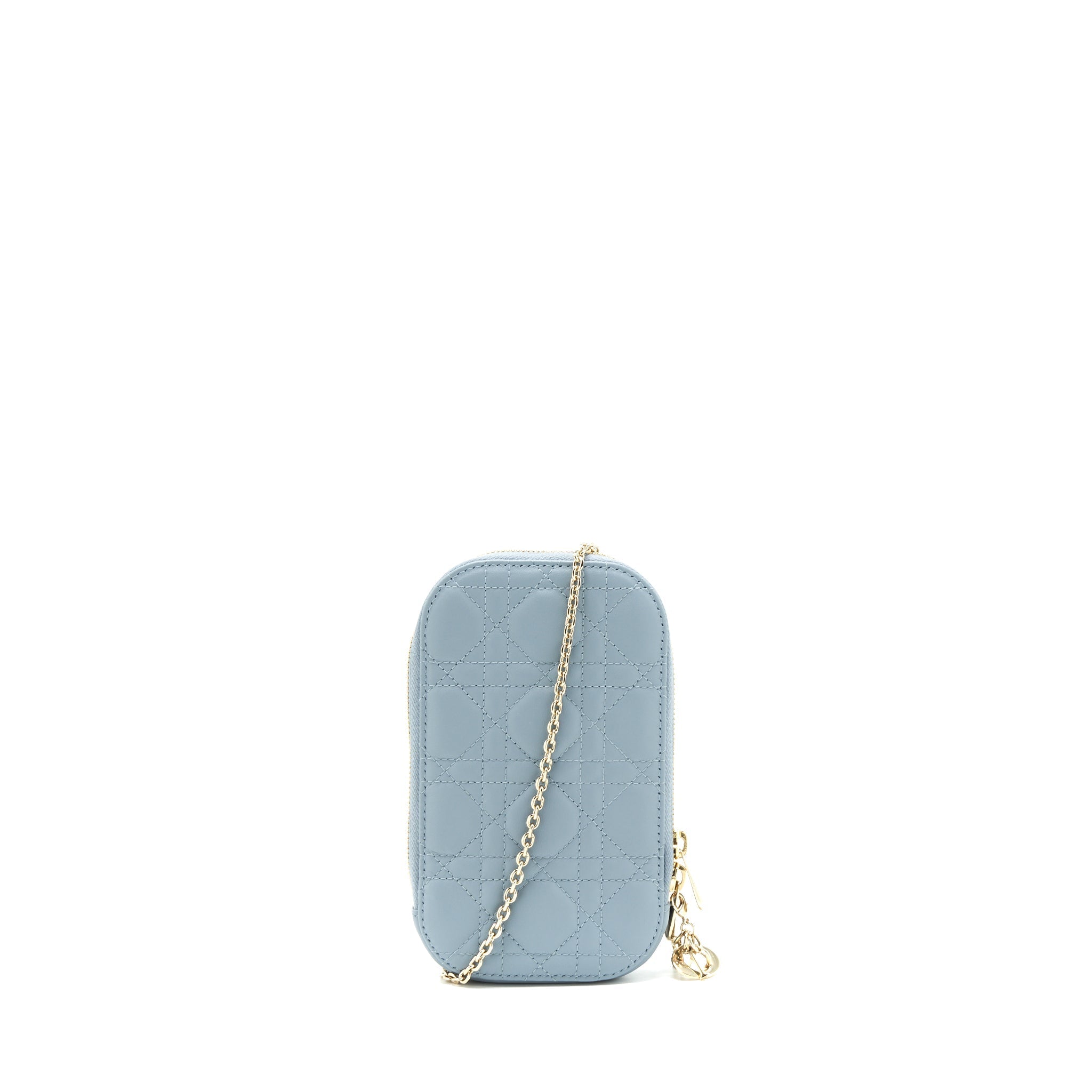 DIOR LADY DIOR TECH HOLDER LAMBSKIN BLUE