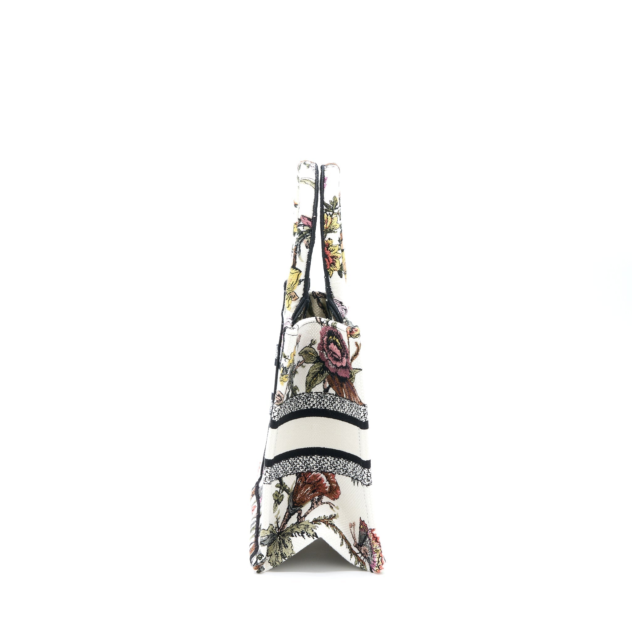 DIOR SMALL BOOK TOTE DIOR PETITES FLEURS EMBROIDERY CANVAS WHITE MULTICOLOUR