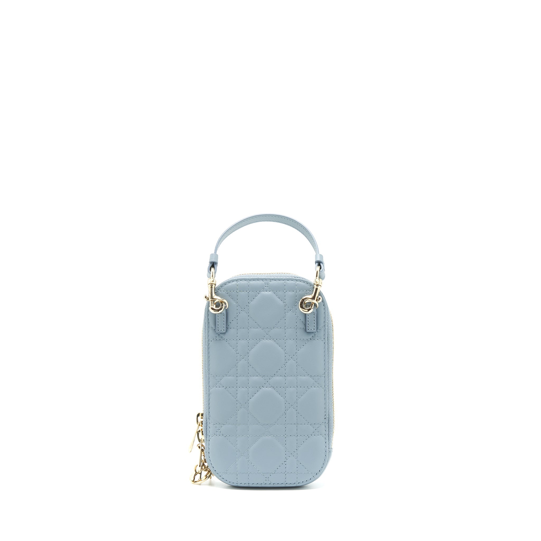 DIOR LADY DIOR TECH HOLDER LAMBSKIN BLUE