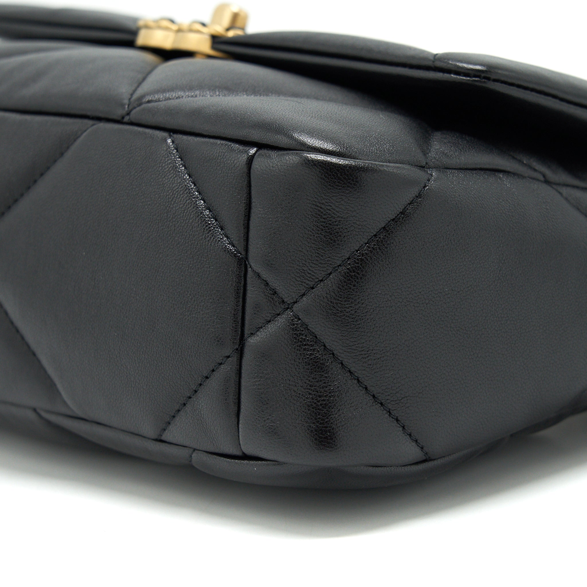 CHANEL 19 FLAP BAG SMALL LAMBSKIN BLACK GOLD/SLIVER HARDWARE