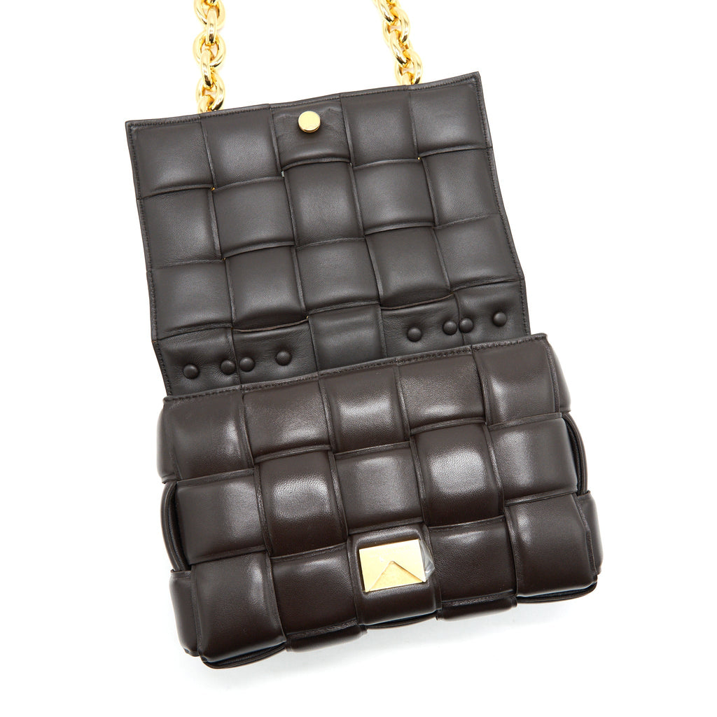 BOTTEGA VENETA CASSETTE BAG WITH CHAIN BROWN GHW