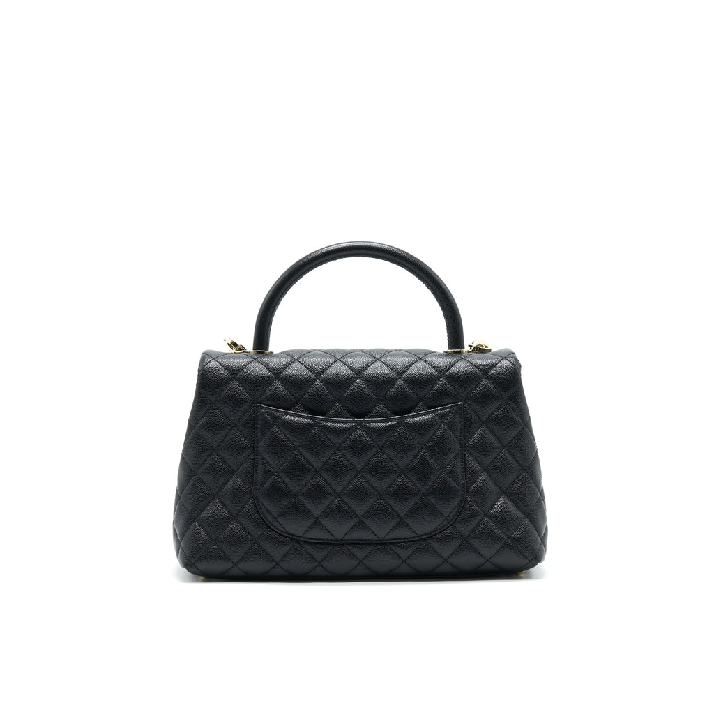 CHANEL SMALL COCO HANDLE FLAP BAG CAVIAR BLACK LGHW