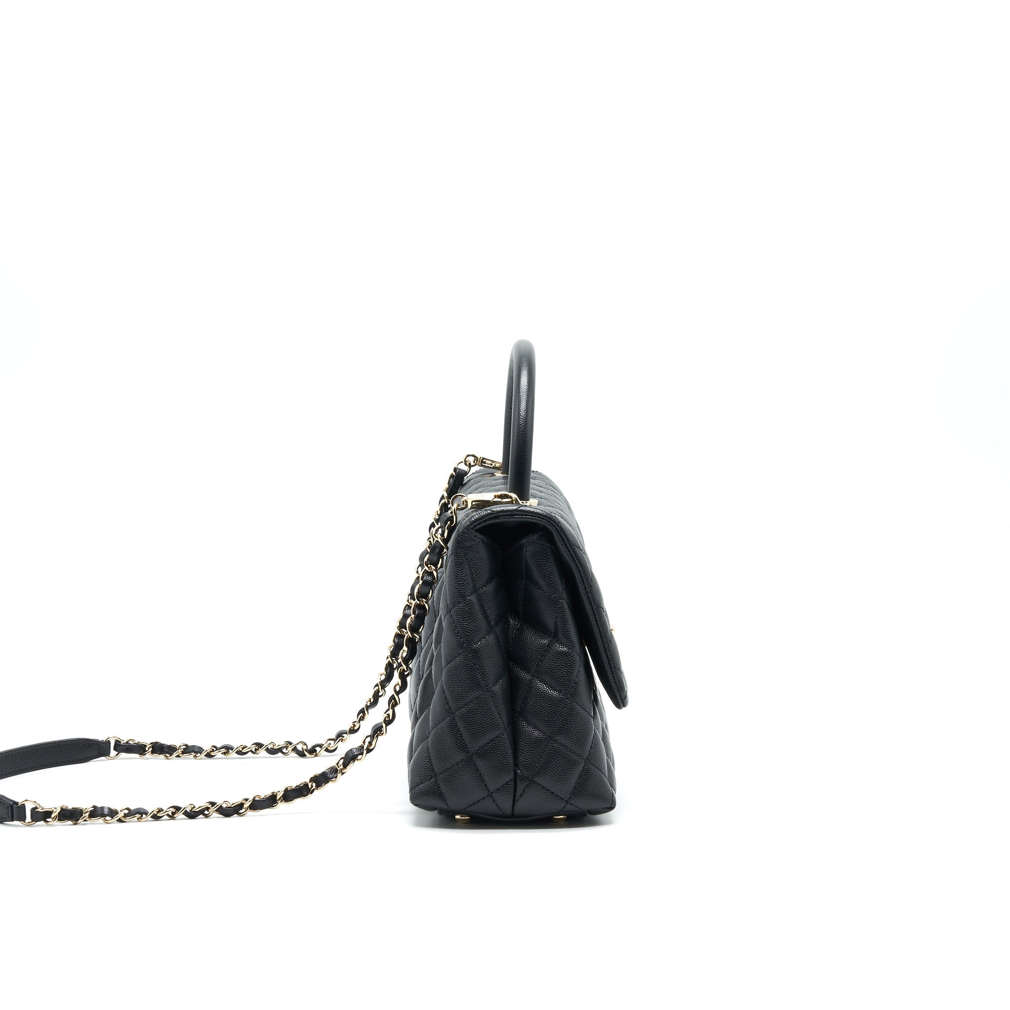 CHANEL SMALL COCO HANDLE FLAP BAG CAVIAR BLACK LGHW