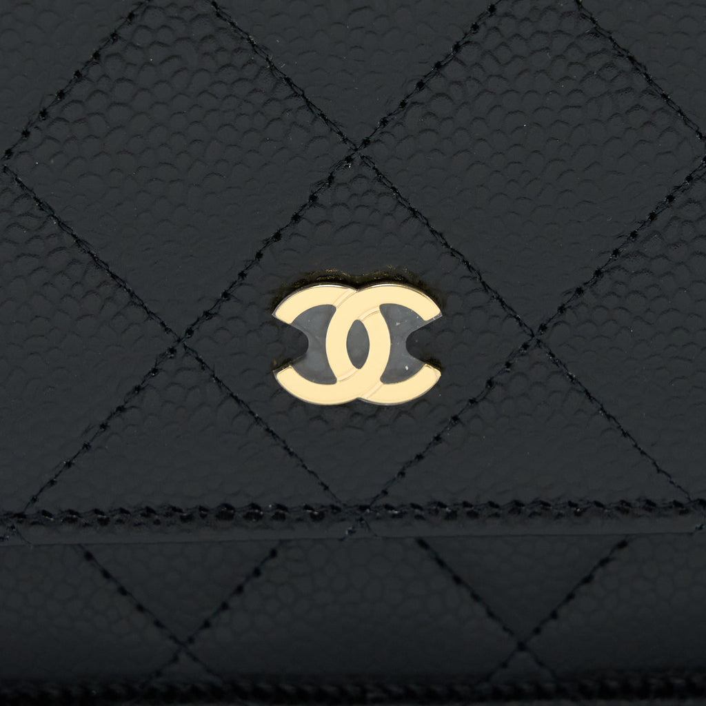 CHANEL CLASSIC WALLET ON CHAIN CAVIAR BLACK GHW (MICROCHIP)