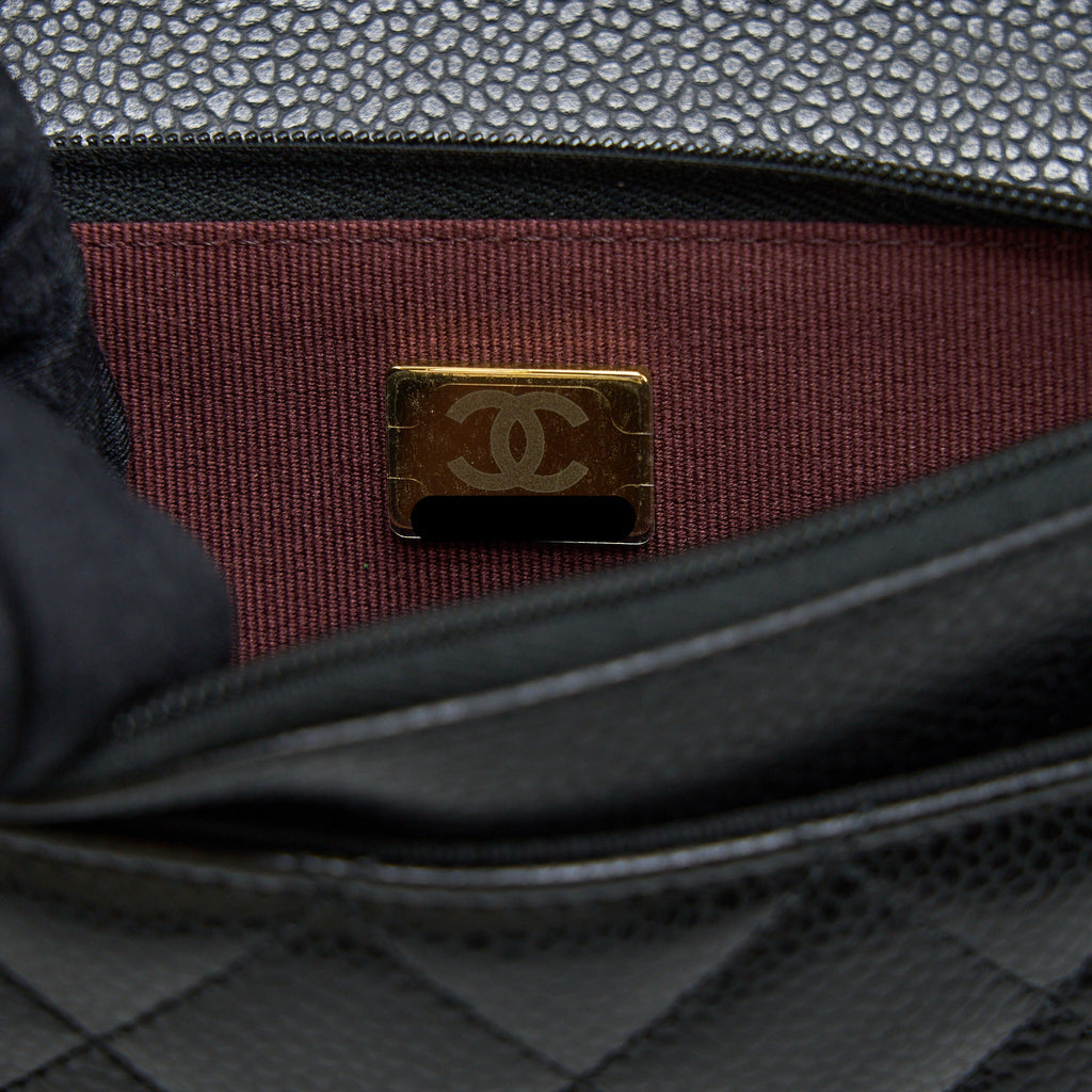 CHANEL CLASSIC WALLET ON CHAIN CAVIAR BLACK GHW (MICROCHIP)