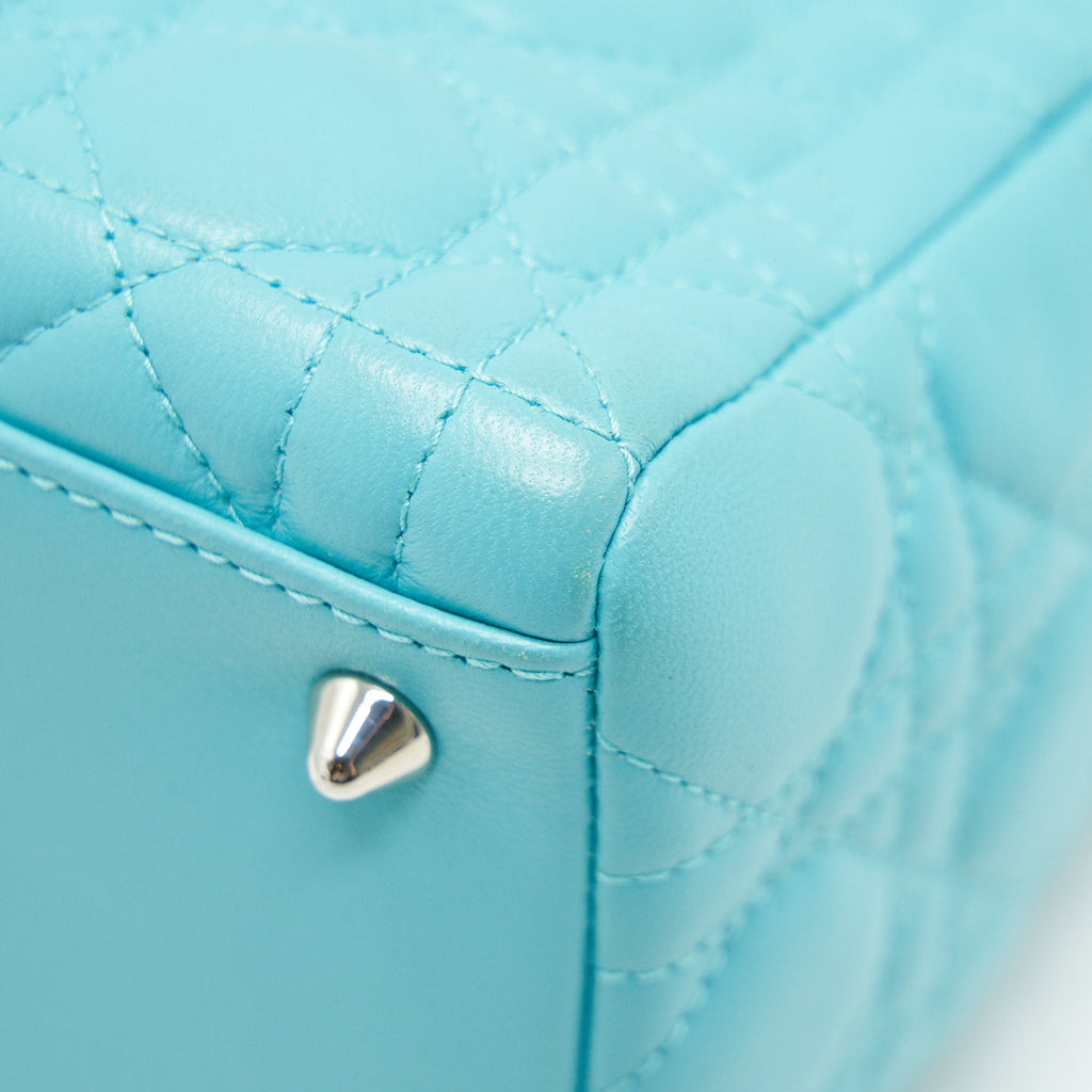 DIOR MEDIUM LADY DIOR LAMBSKIN BLUE SHW