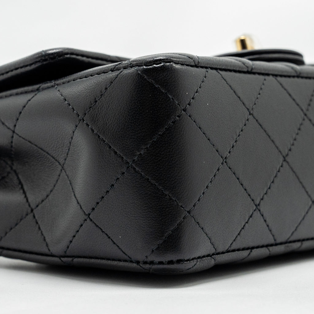 CHANEL MINI RECTANGULAR FLAP BAG LAMBSKIN BLACK LGHW (MICROCHIP)