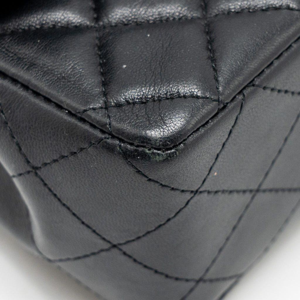 CHANEL MINI RECTANGULAR FLAP BAG LAMBSKIN BLACK SHW