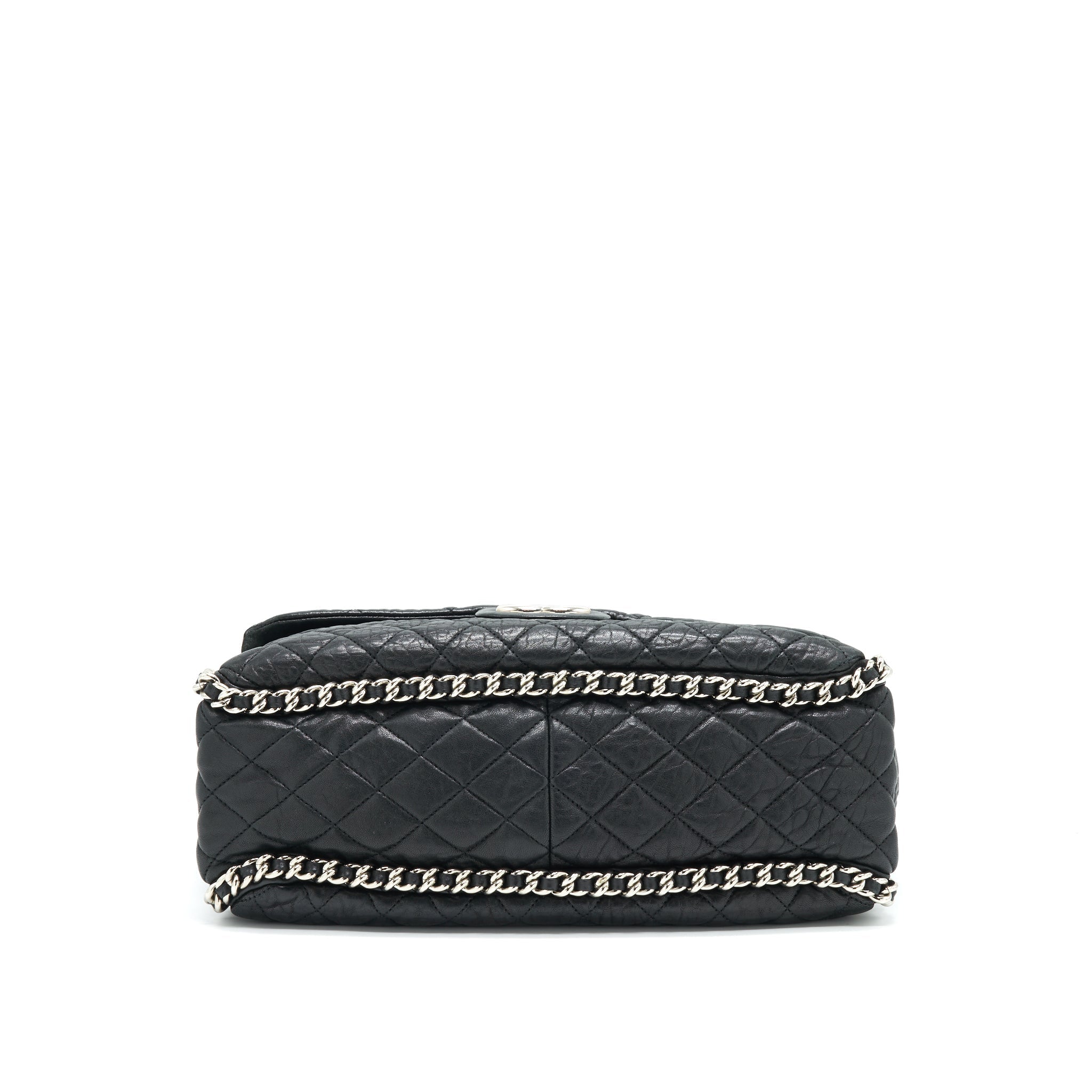 CHANEL QUILTED LEATHER WITH CHAIN SHOULDER BAG XL BLACK SHW