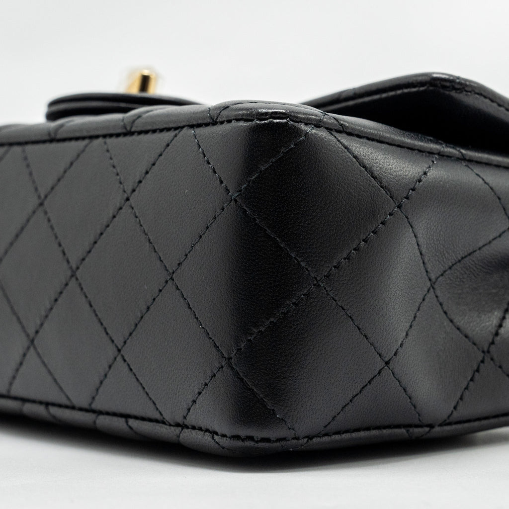 CHANEL MINI RECTANGULAR FLAP BAG LAMBSKIN BLACK LGHW (MICROCHIP)