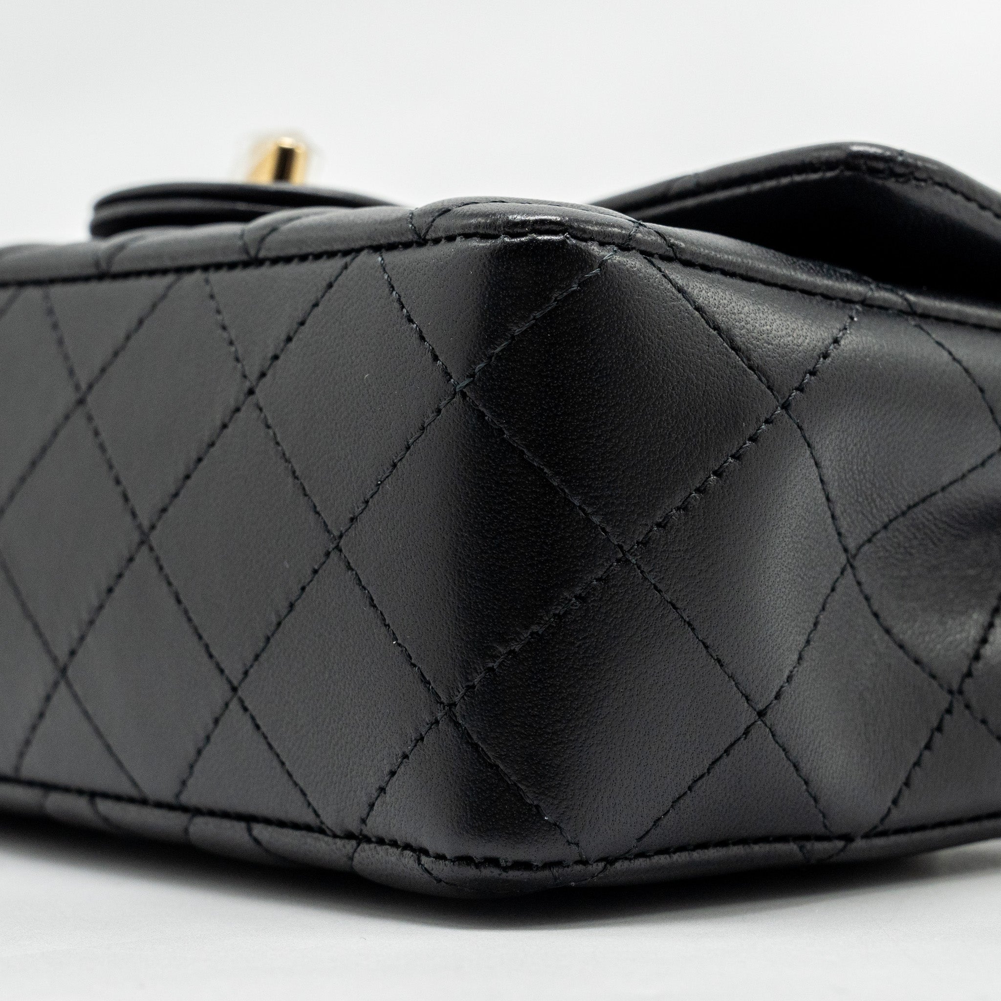 CHANEL MINI RECTANGULAR FLAP BAG LAMBSKIN BLACK LGHW (MICROCHIP)