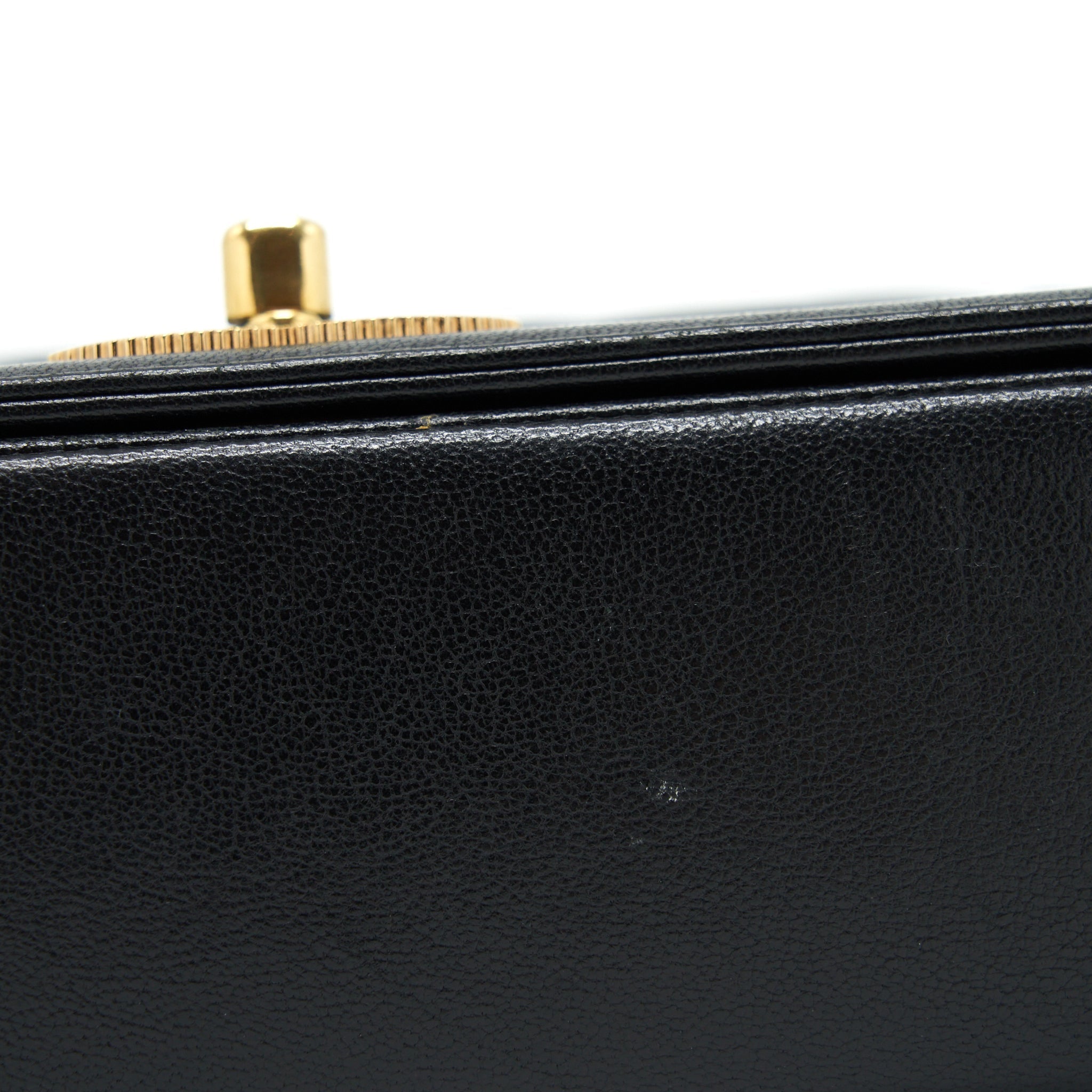 CHANEL CC LOGO FLAP BAG LAMBSKIN BLACK GHW