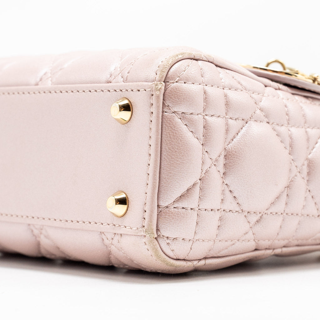 DIOR MINI LADY DIOR LAMBSKIN LIGHT PINK LGHW