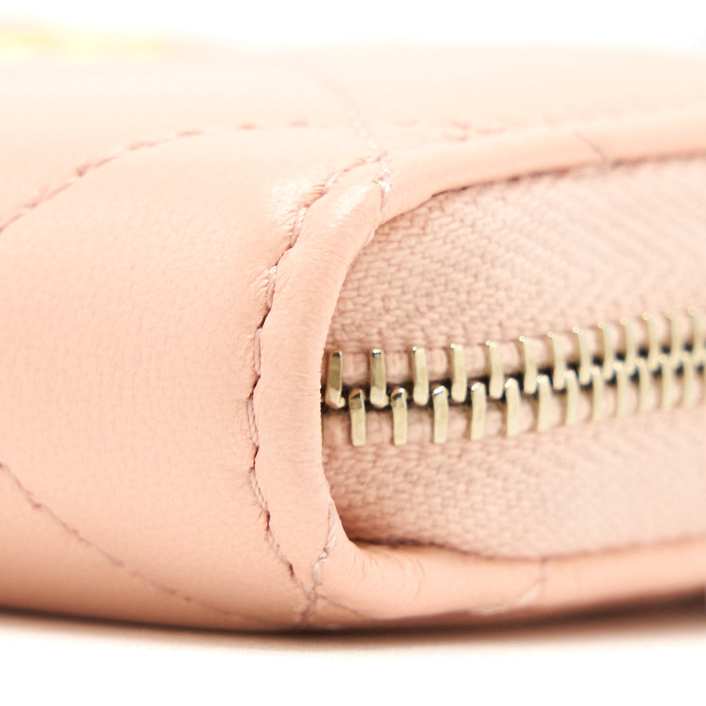 CHANEL PEARL CRUSH ZIPPY CARD HOLDER LAMBSKIN LIGHT PINK BRUSHED GHW