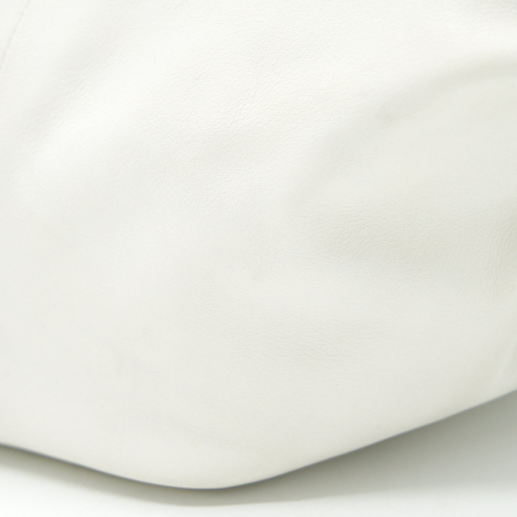BOTTEGA VENETA DOUBLE KNOT LEATHER SHOULDER BAG WHITE