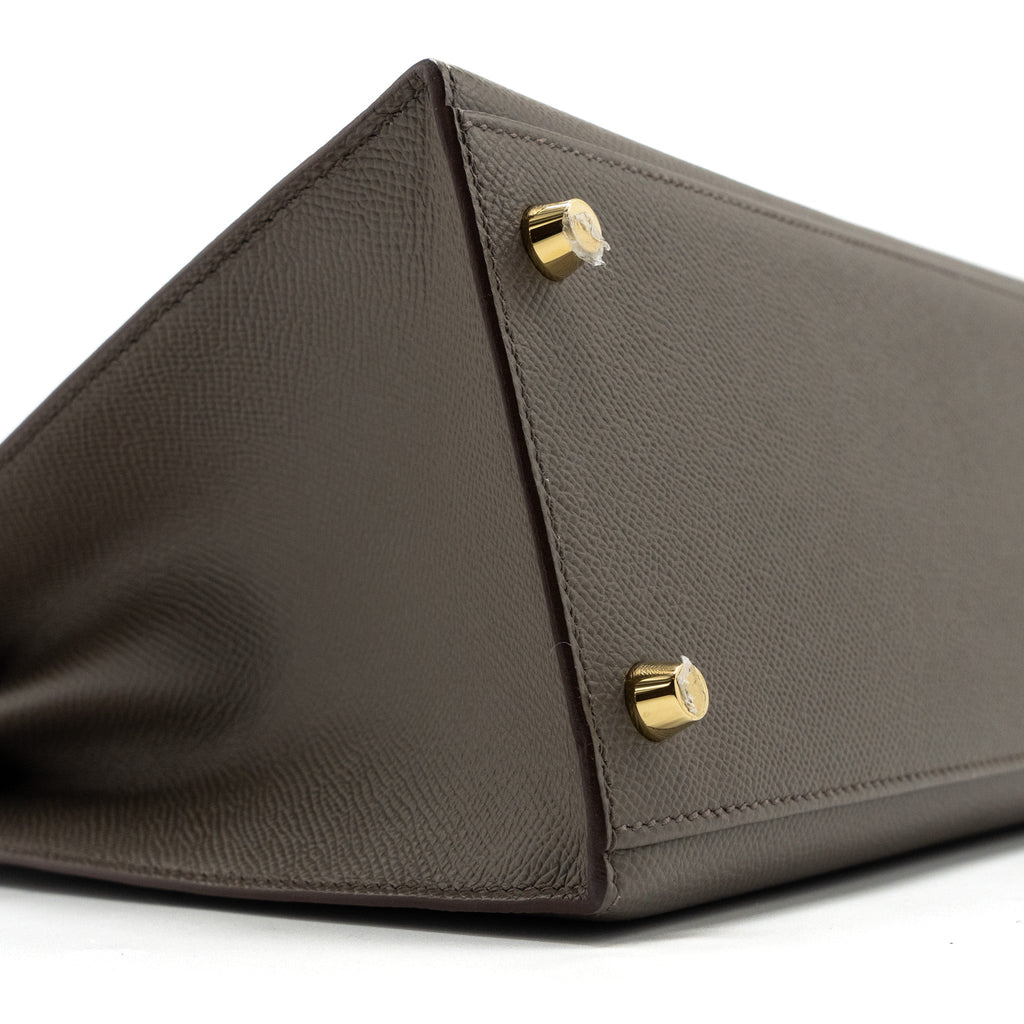 HERMES KELLY28 SELLIER EPSOM GRIS ETAIN GHW